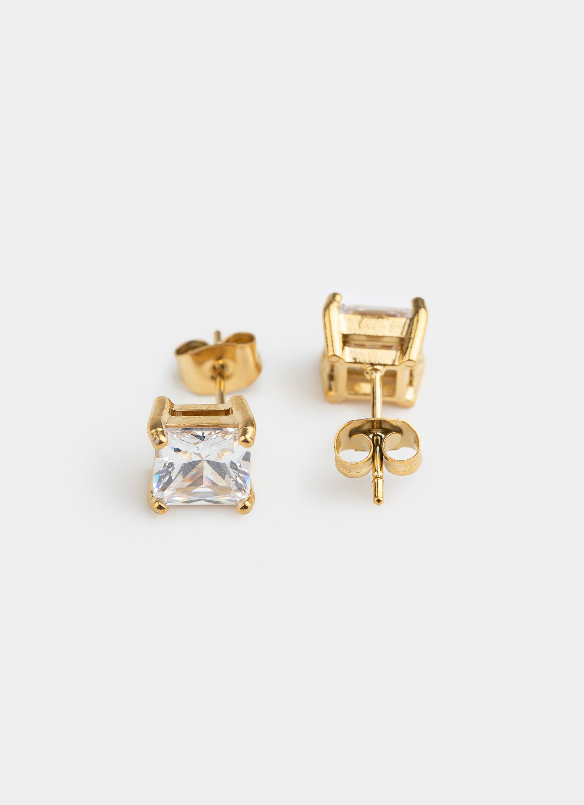 Square Solitaire Studs - 18K Gold Plated