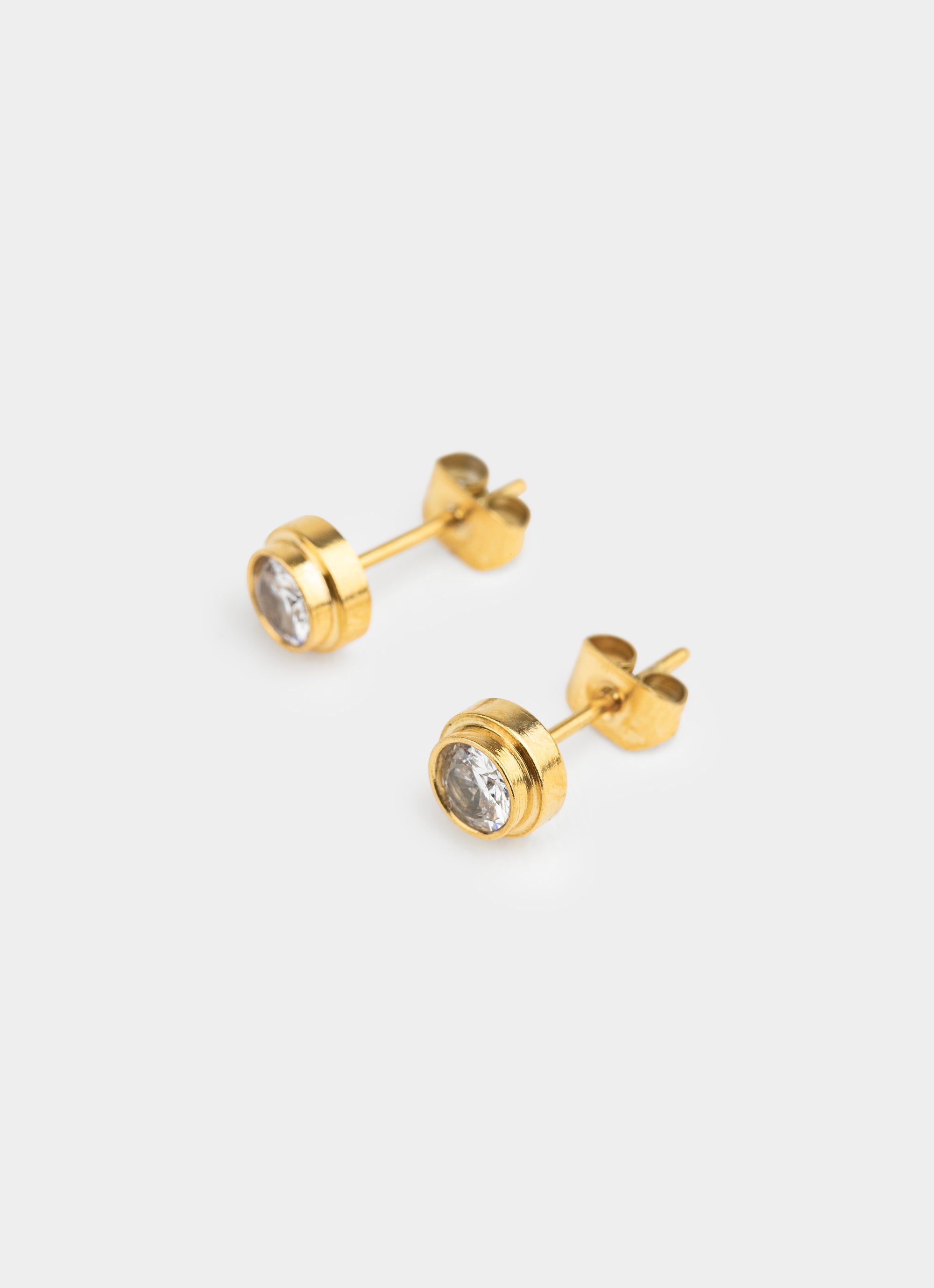 Mounted Stud Earrings - 18K Gold Plated