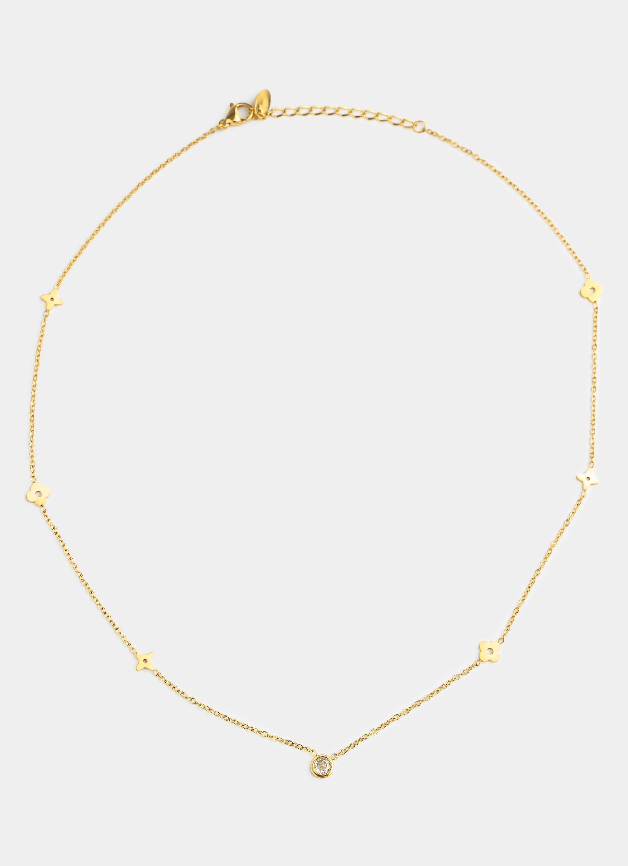 Four Leaf Clover Mini Charm Necklace - 18K Gold Plated