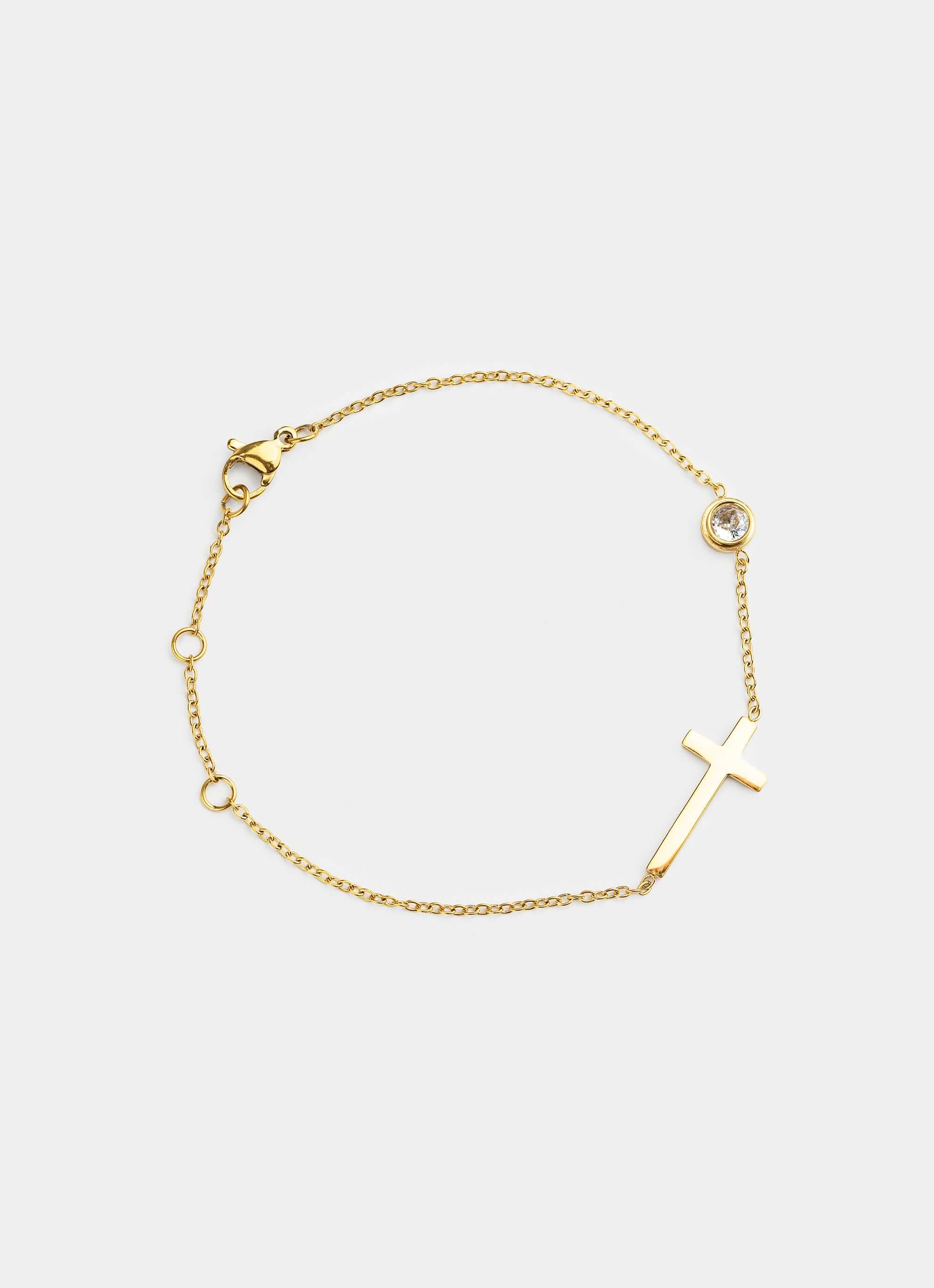 Golden Cross Stud Bracelet - 18K Gold Plated