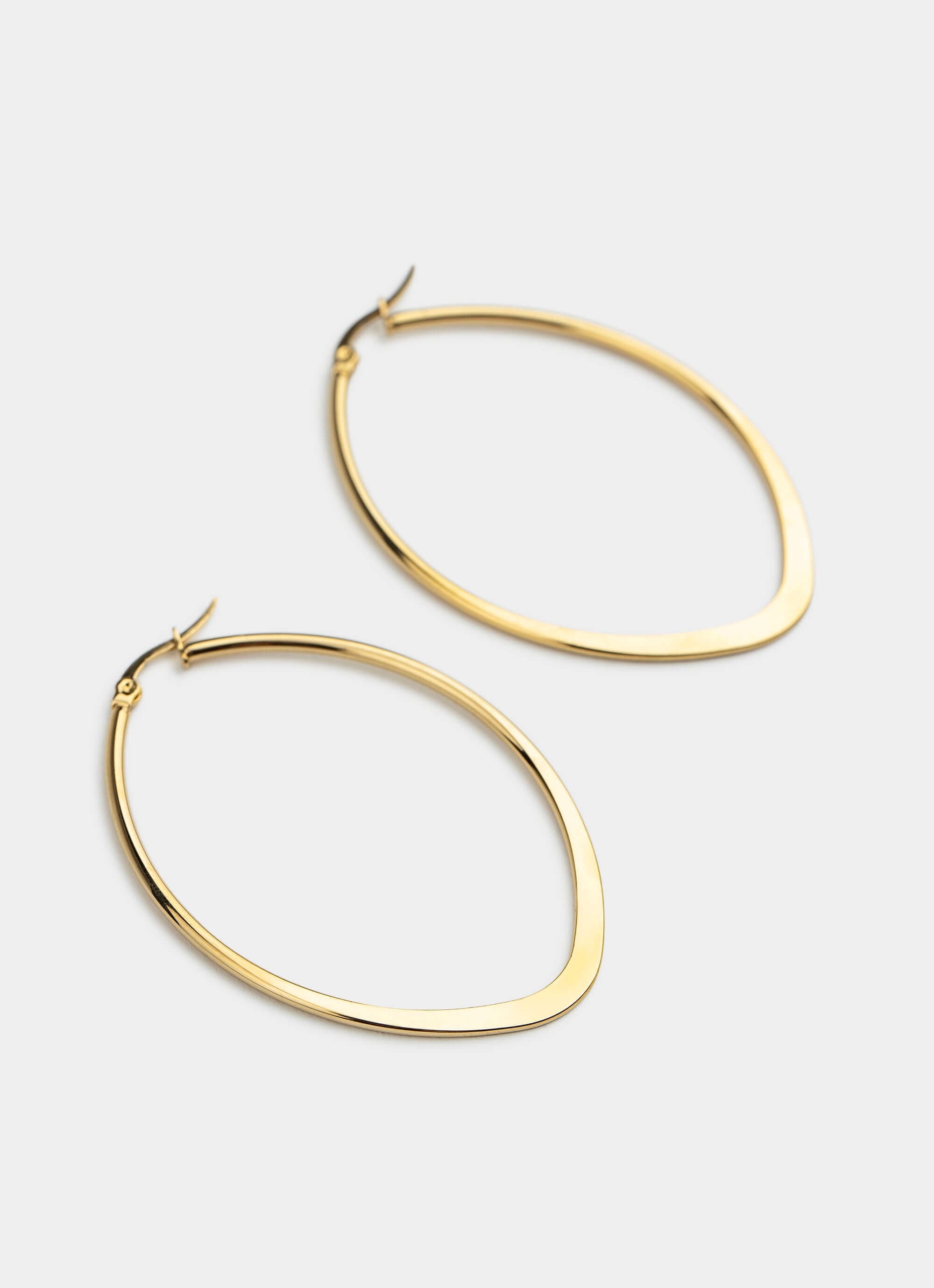 Flat Hoop Earrings - 18K Gold Plated