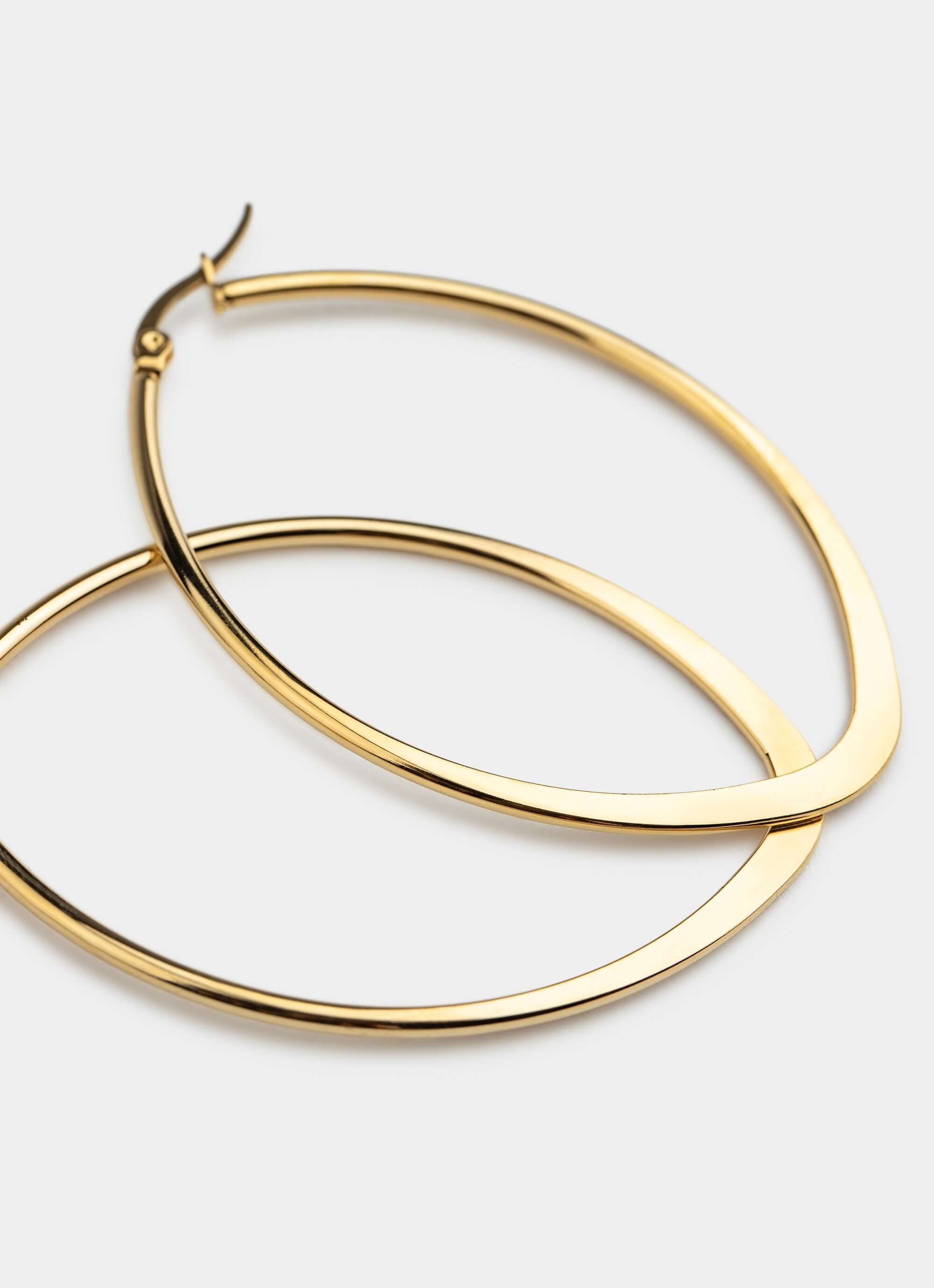 Flat Hoop Earrings - 18K Gold Plated