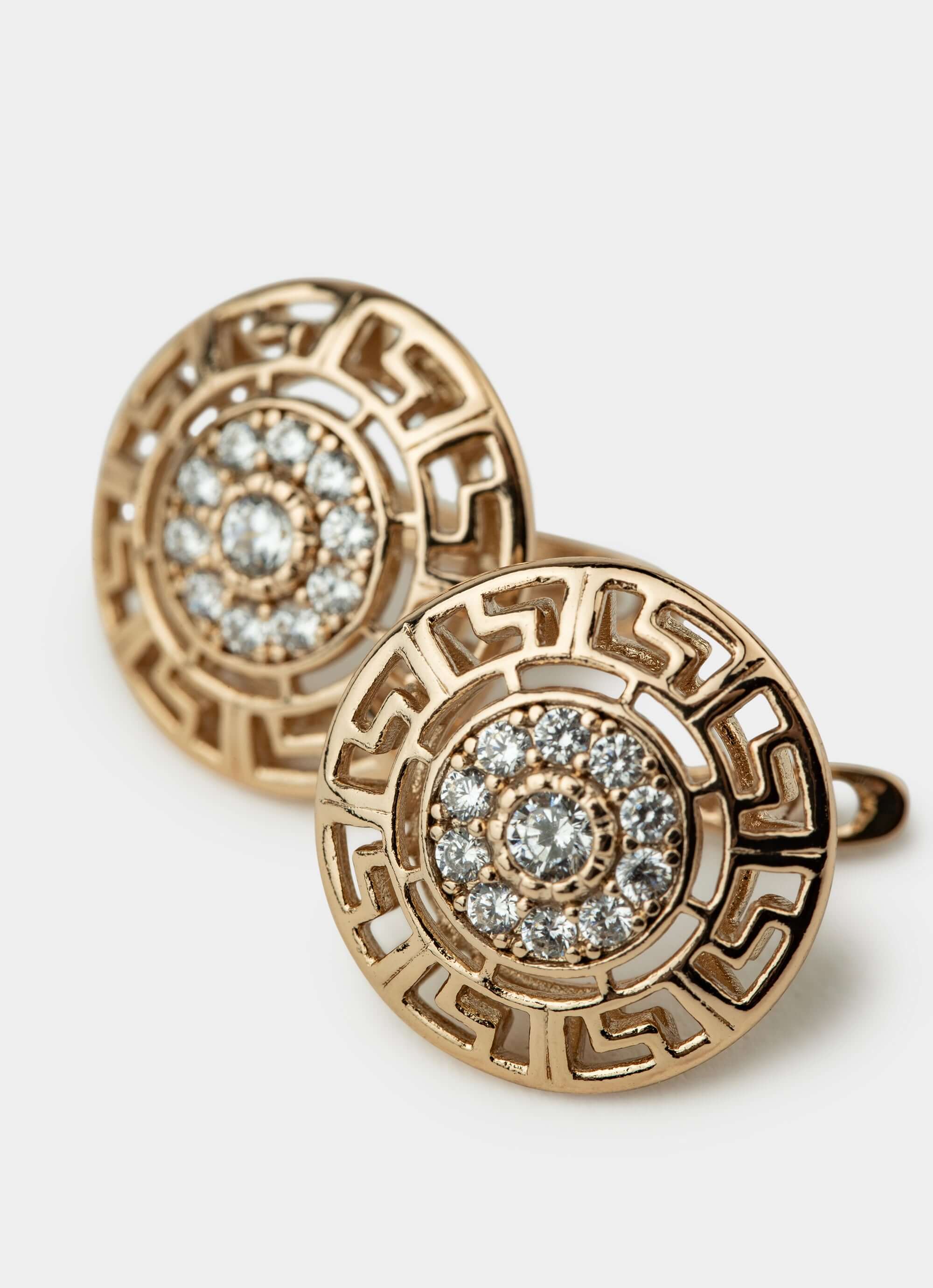 Greca Icy Shield Earring - Rose Gold Plated
