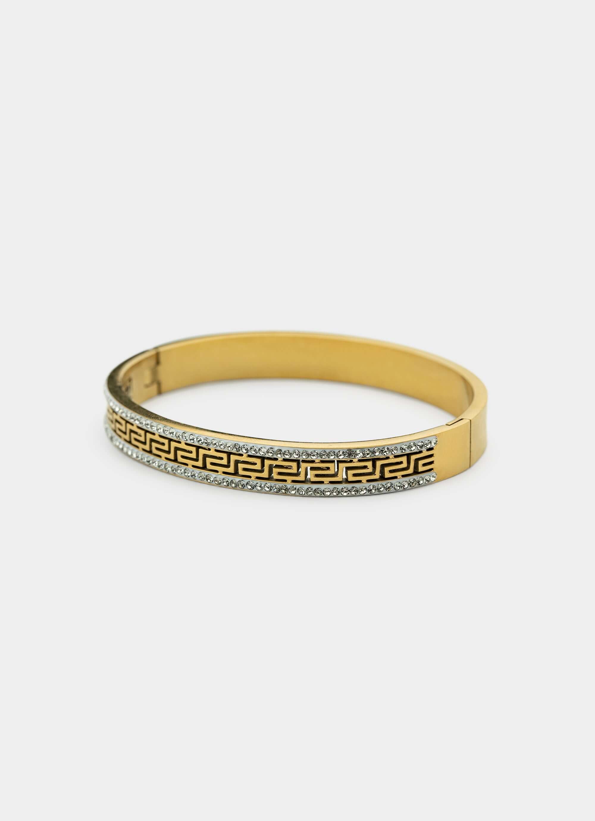 Greca Icy Bangle - 18K Gold Plated