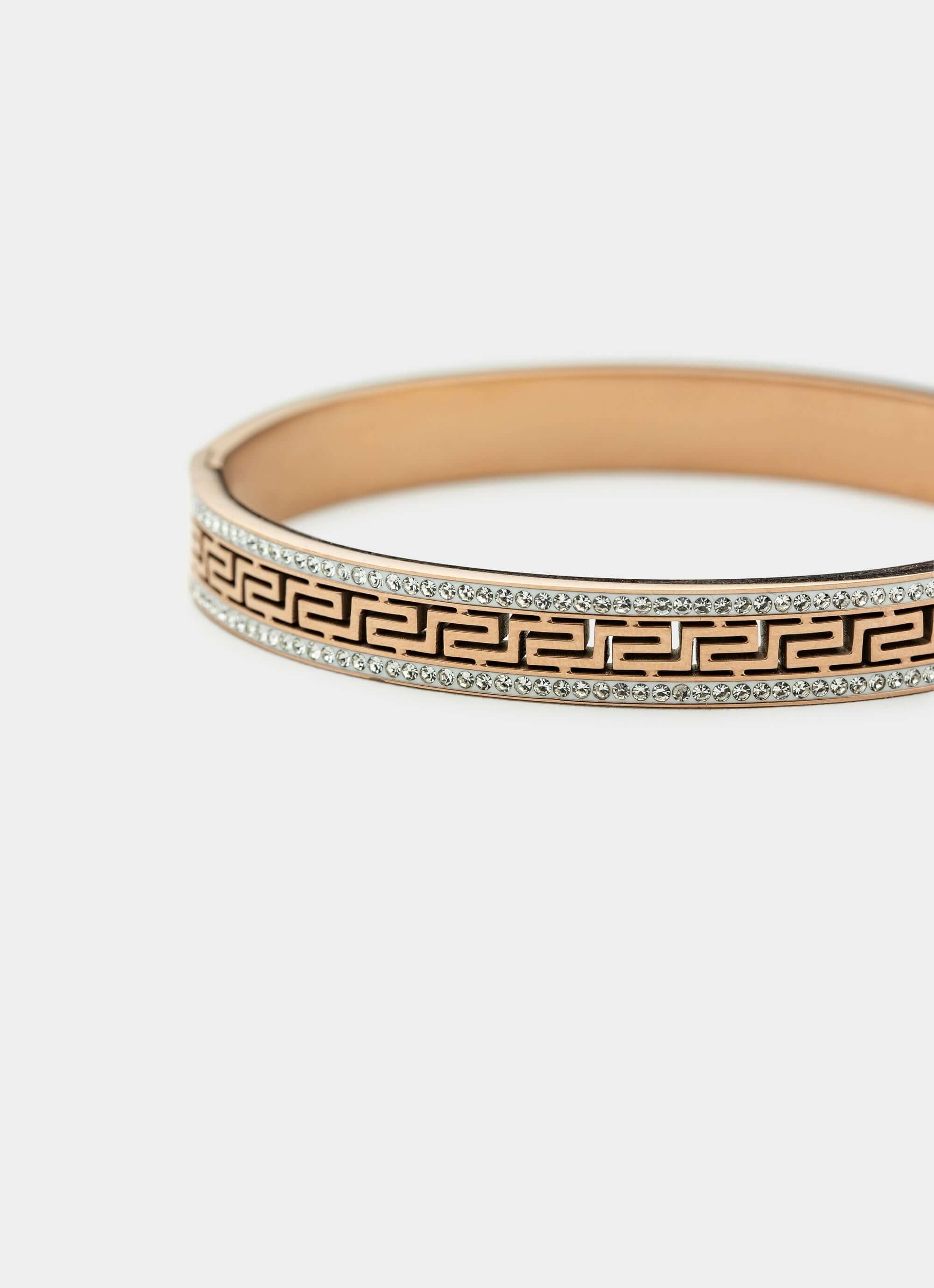 Greca Icy Bangle - Rose Gold Plated