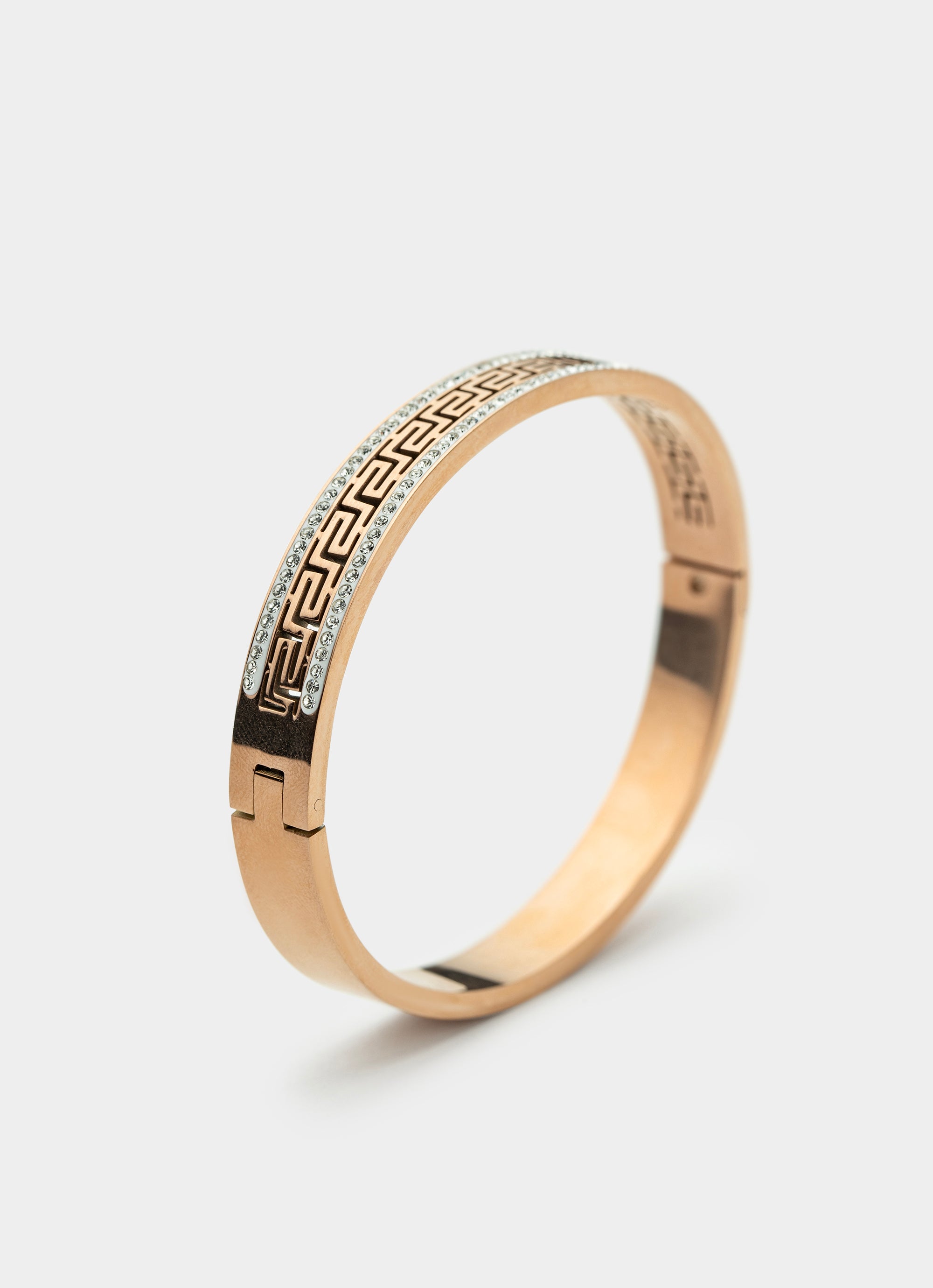 Greca Icy Bangle - Rose Gold Plated