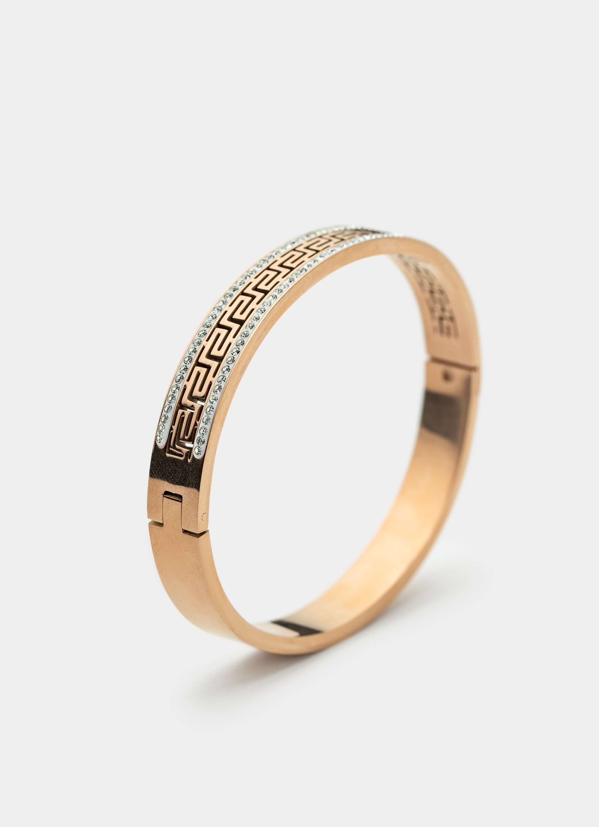 Greca Icy Bangle - Rose Gold Plated