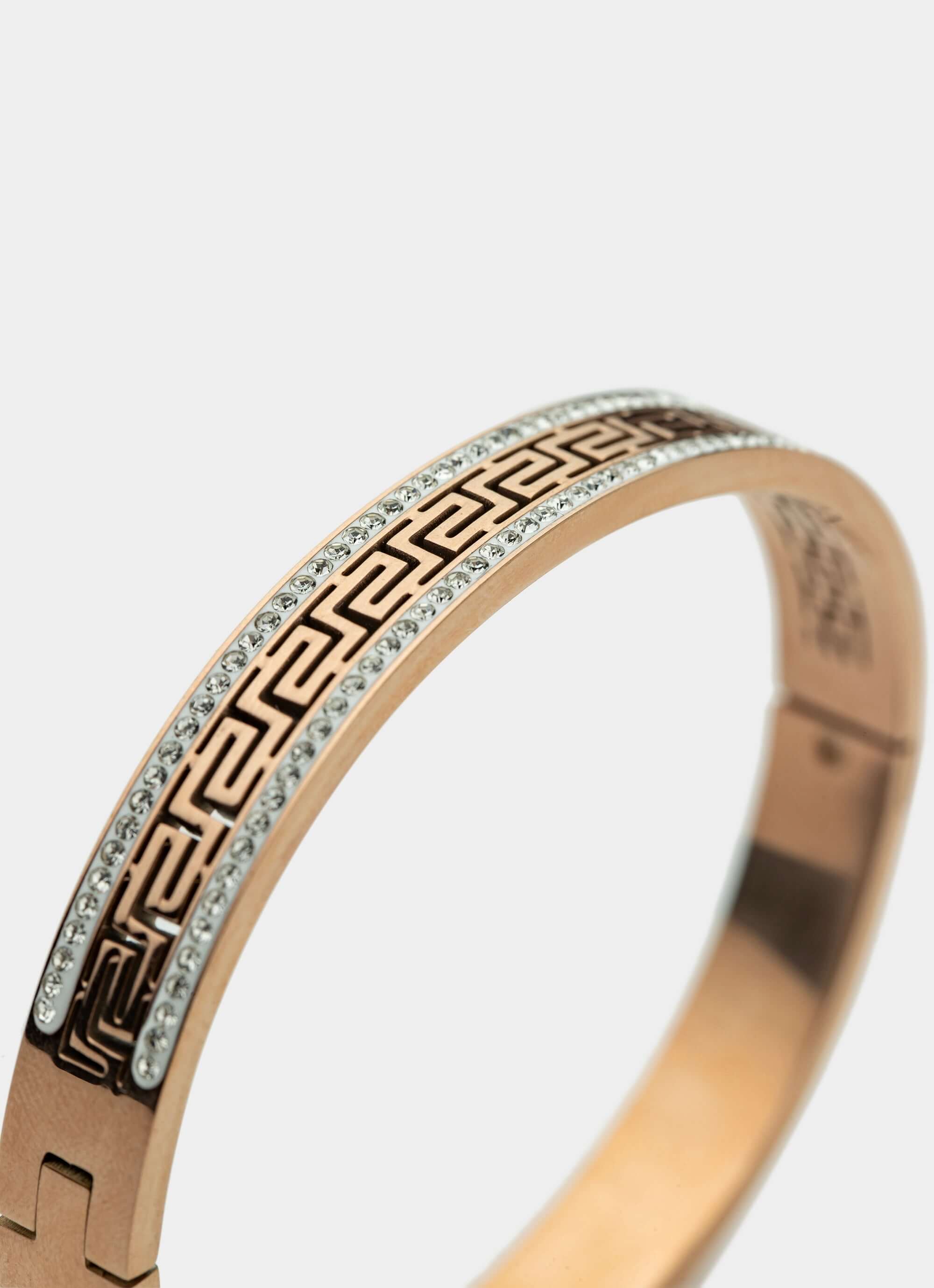 Greca Icy Bangle - Rose Gold Plated