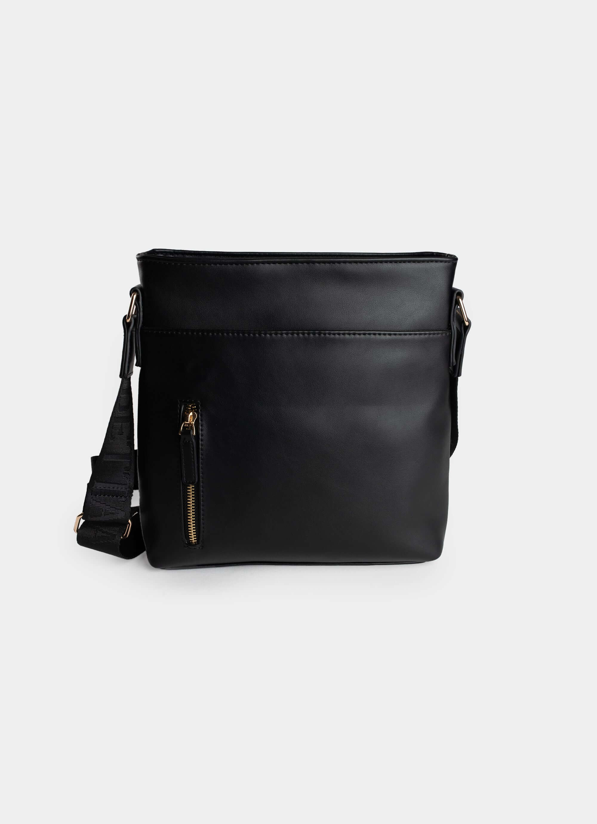 PU Leather Reign Cross Body Bag – Black with zipped pocket – Vendetta Jewellery