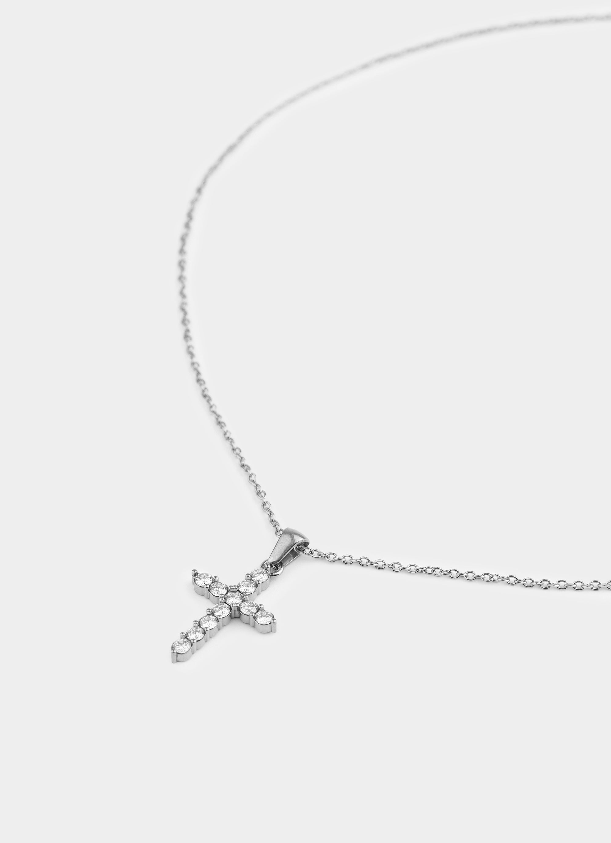 Icey Cross Necklace - Stainless Steel