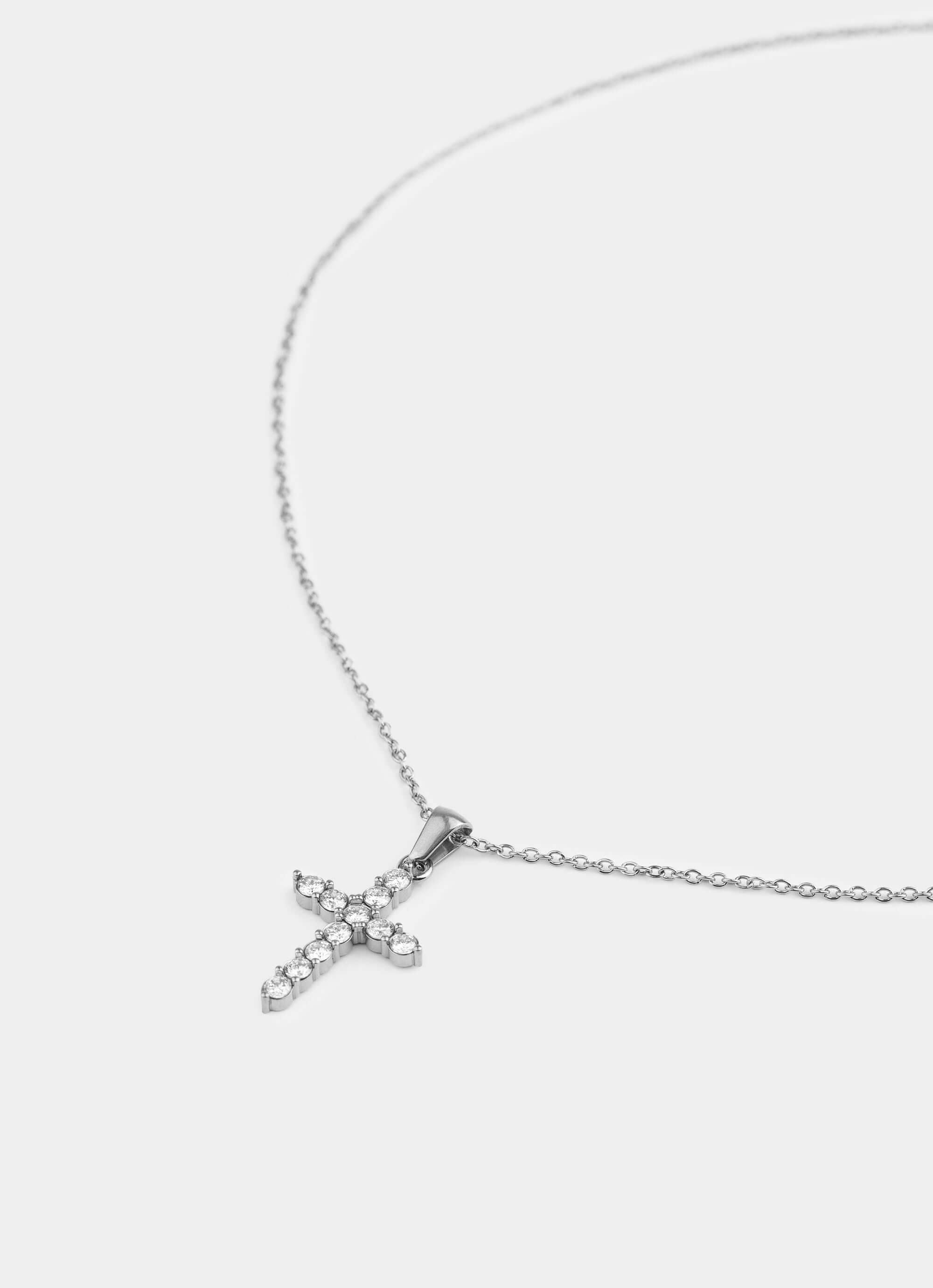 Stainless Steel Icey Cross Necklace – Iced-out cross pendant – Vendetta Jewellery