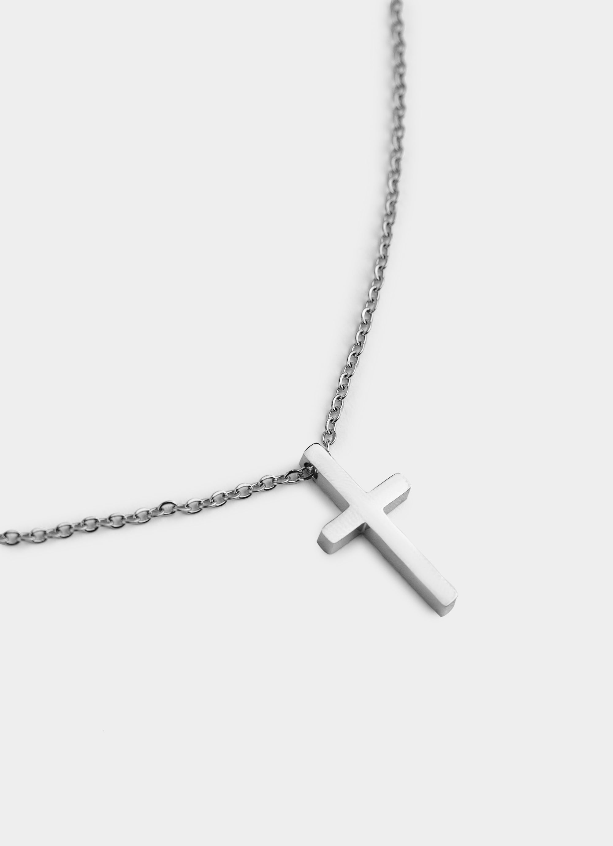 Silver Cross Necklace - Stainless Steel