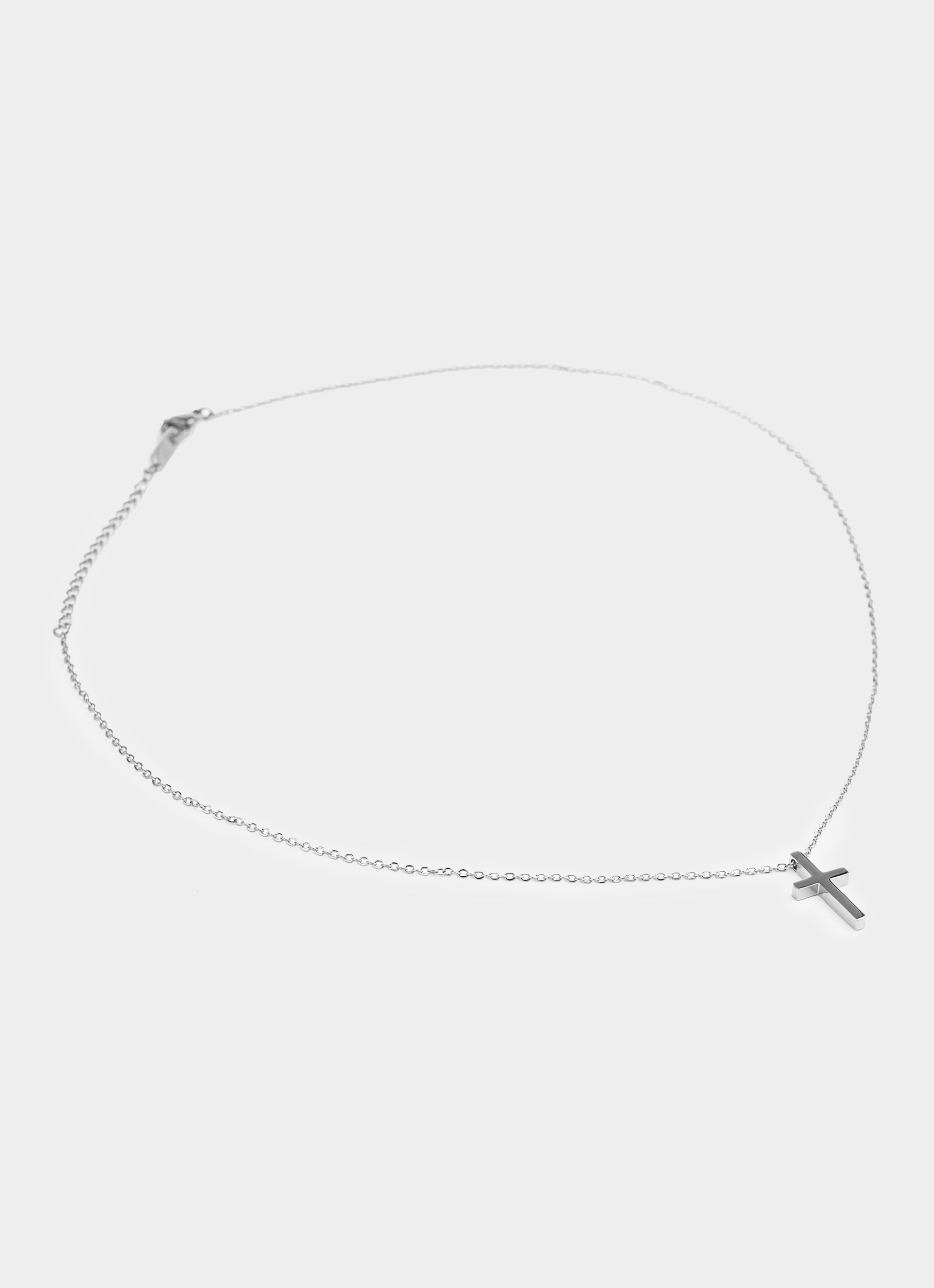 Silver Cross Necklace - Stainless Steel