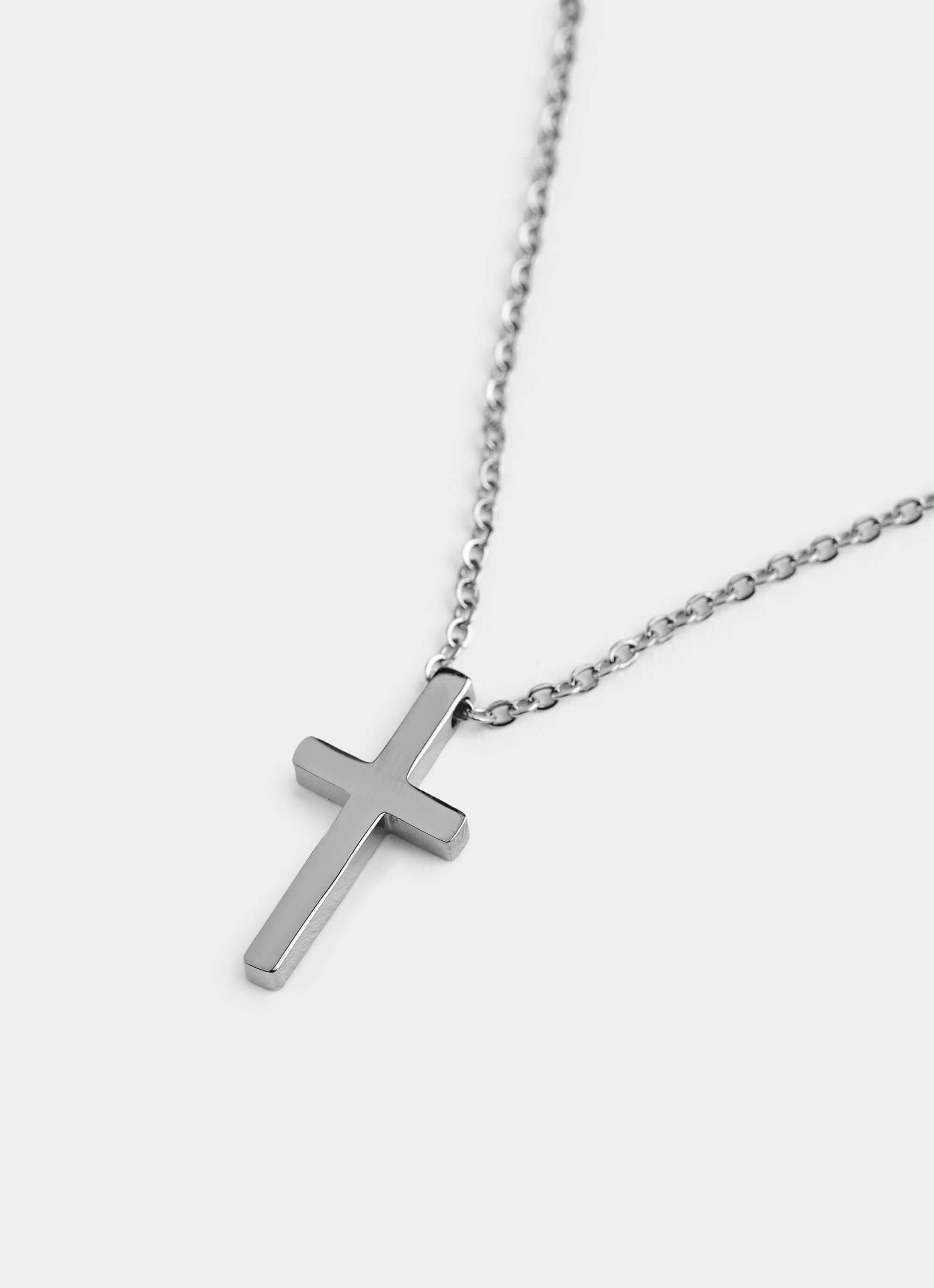 Stainless Steel Silver Cross Necklace – simple design – Vendetta Jewellery