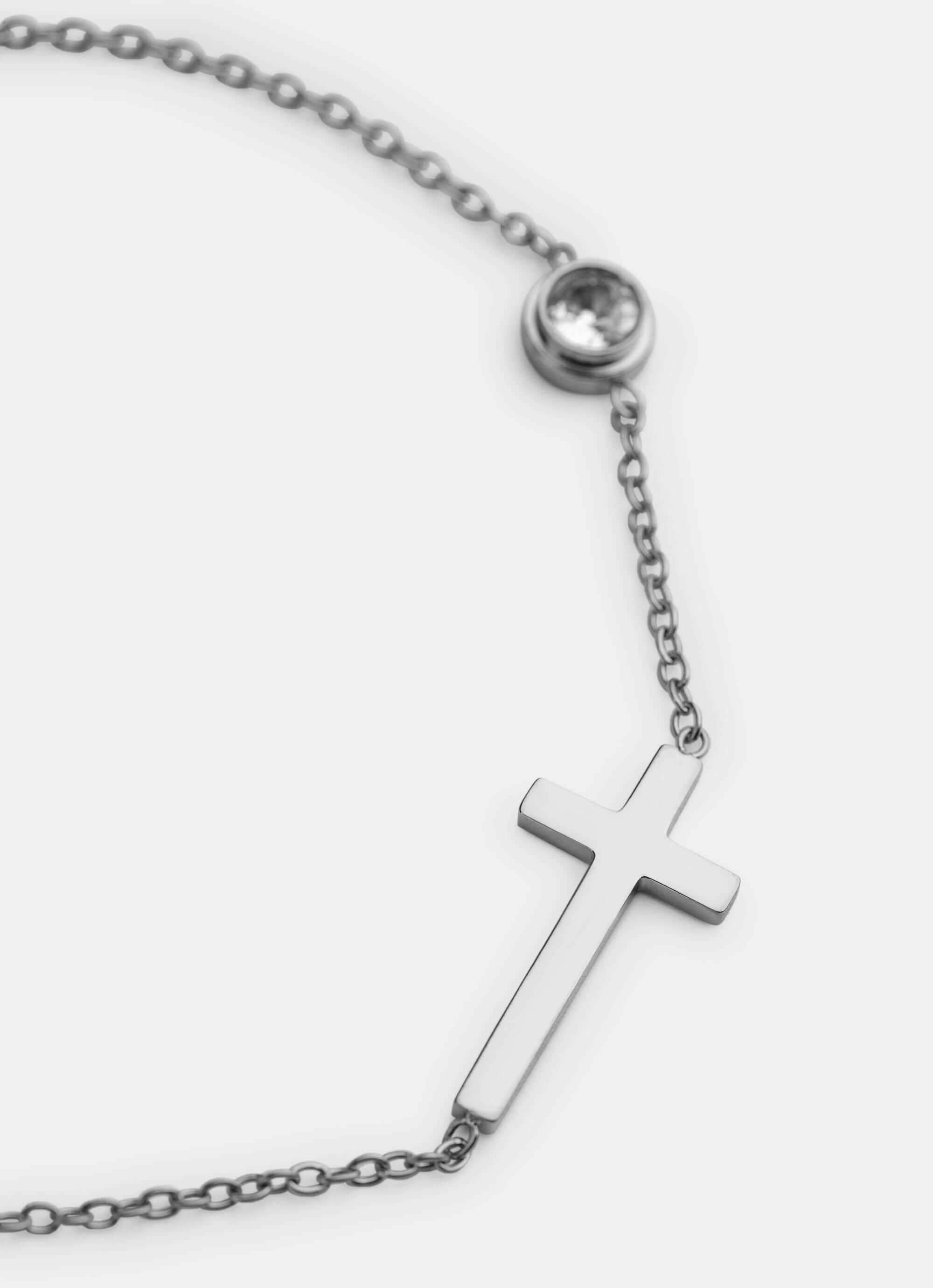 Stainless Steel Cross Stud Bracelet – 15cm with extender – Vendetta Jewellery