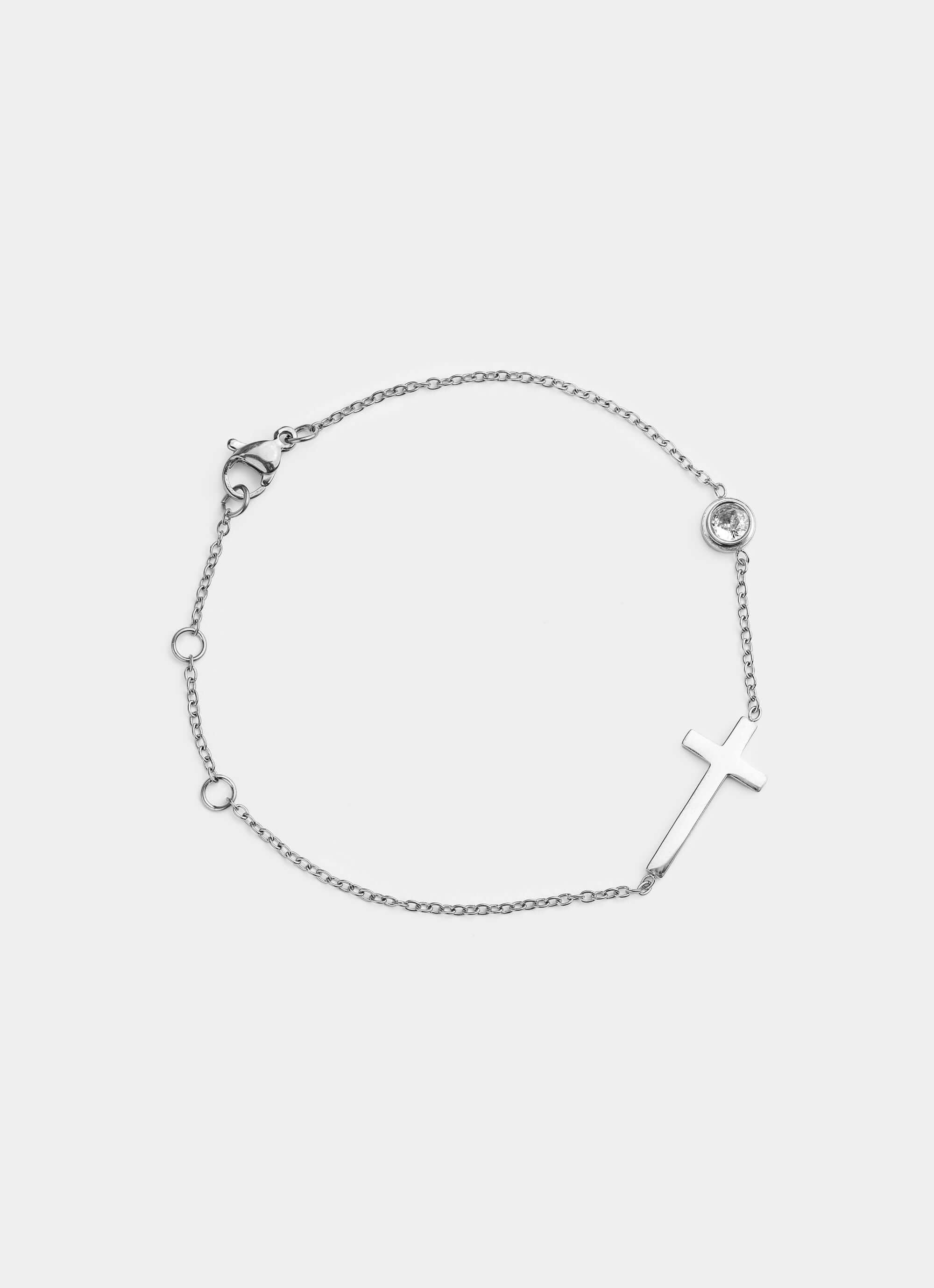 Stainless Steel Cross Stud Bracelet – 15cm with extender – Vendetta Jewellery