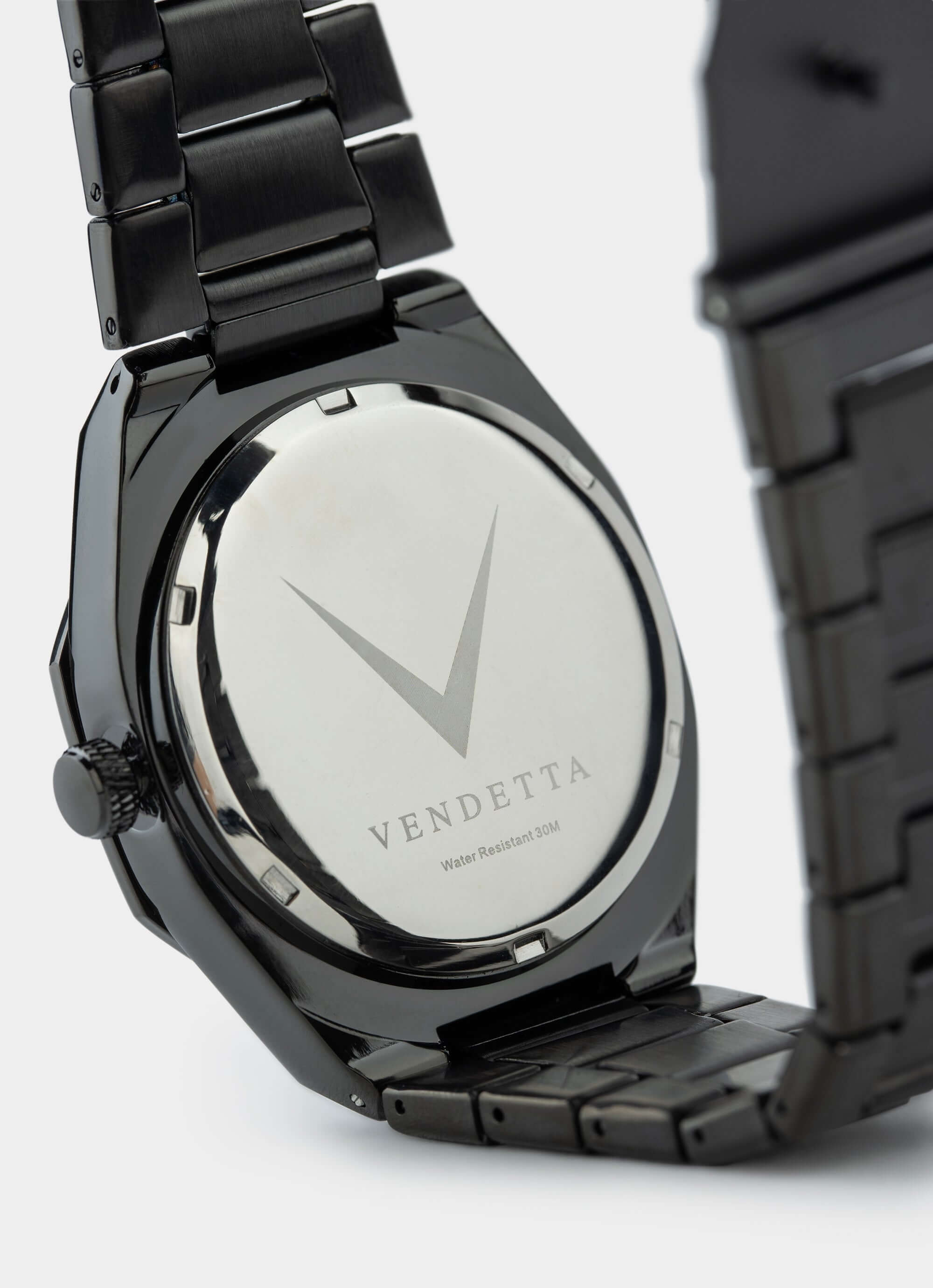 stainless steel watch – black back – Vendetta Jewellery