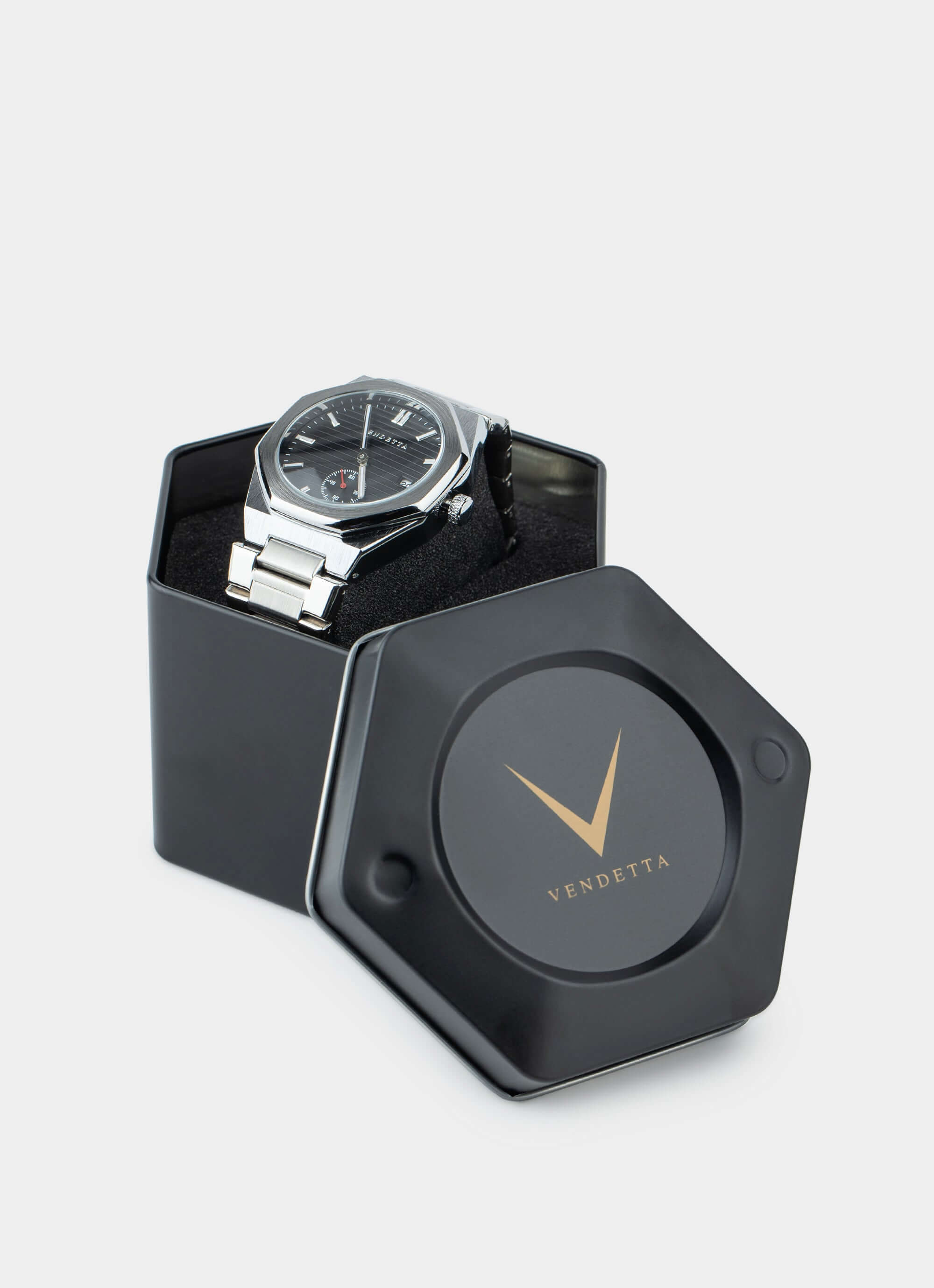 Stainless steel watch – Silver/Black – Vendetta Jewellery