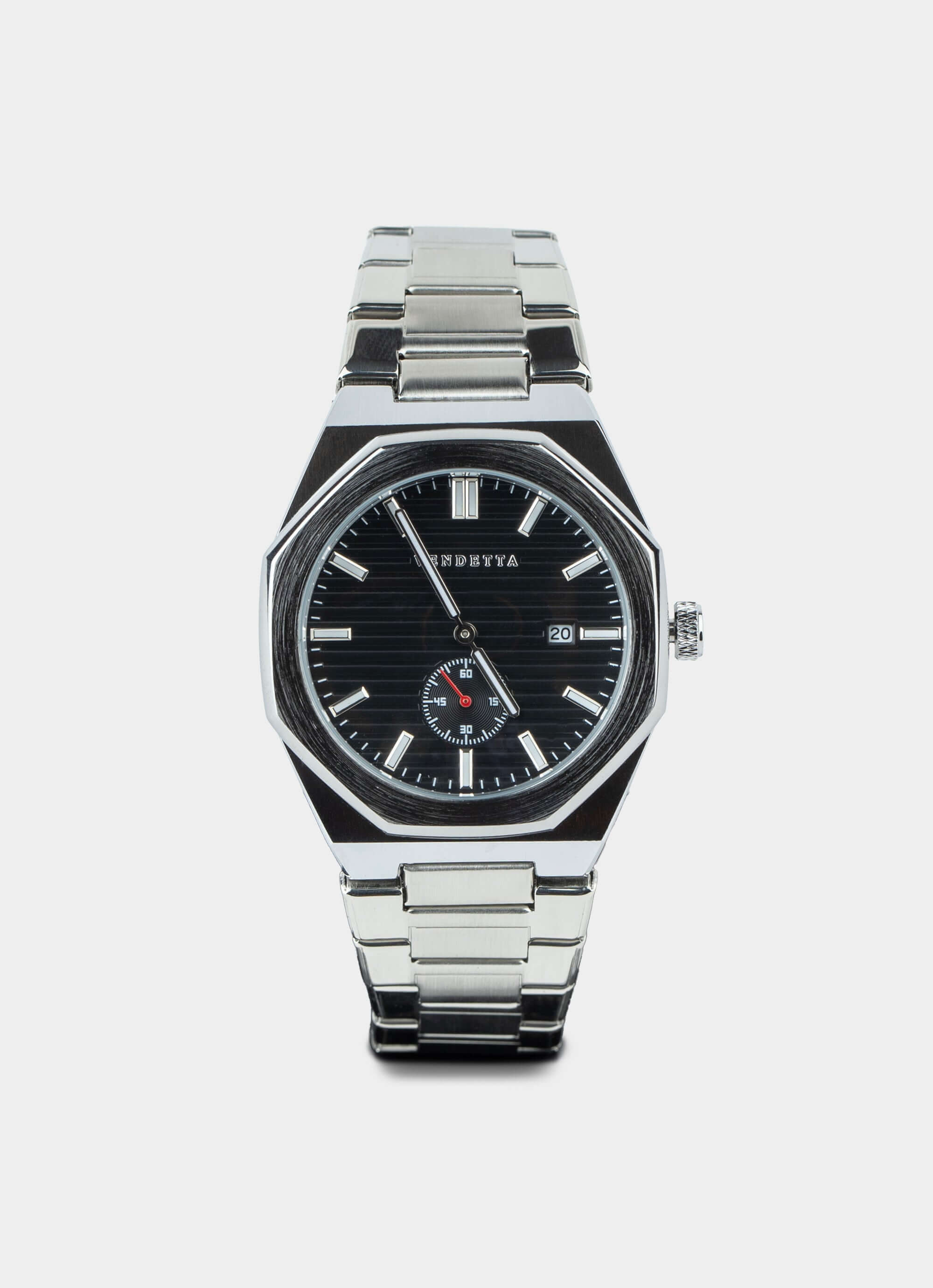 stainless steel watch – silver and black design – Vendetta Jewellery
