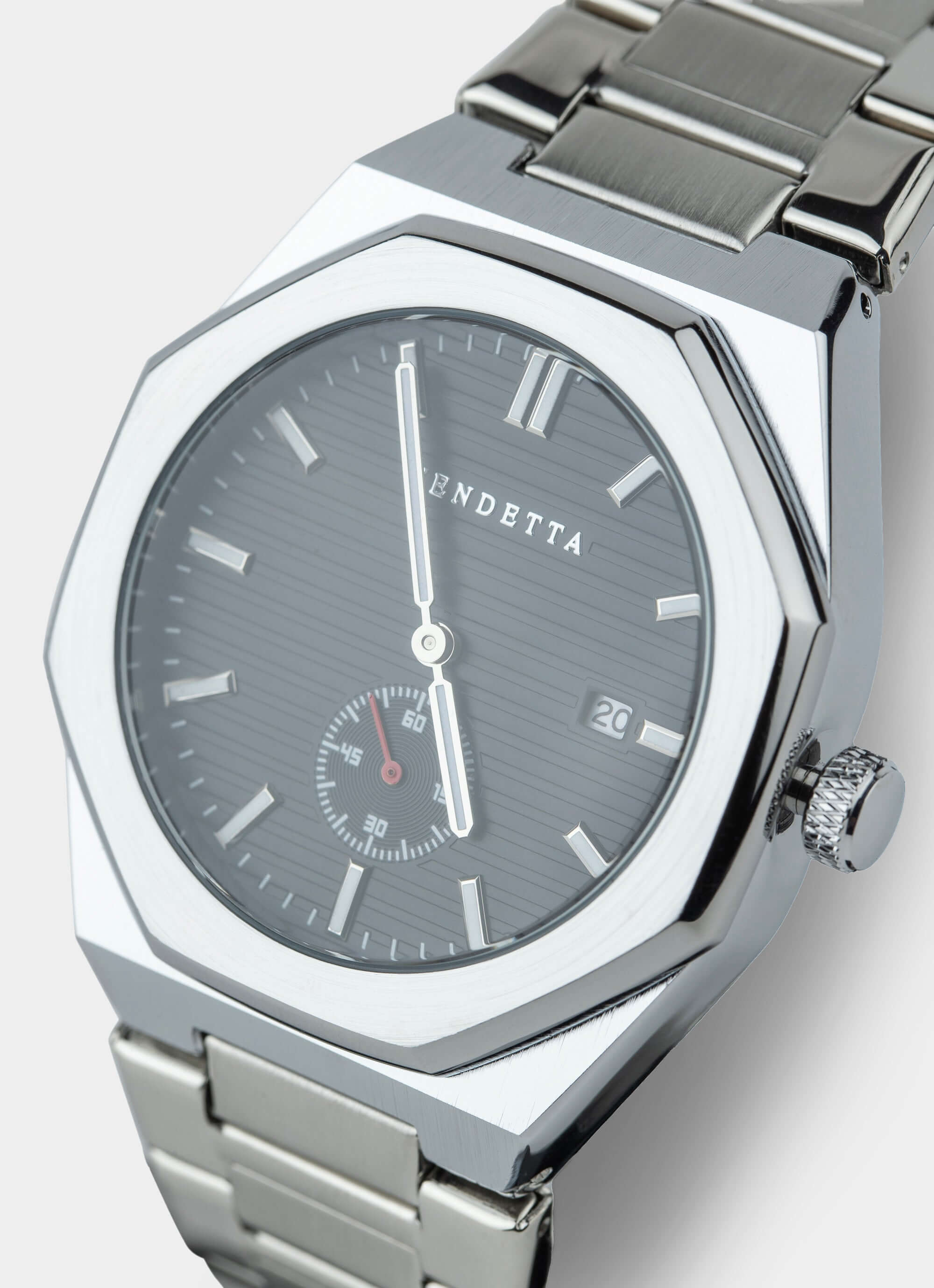 stainless steel watch – silver/black face – Vendetta Jewellery