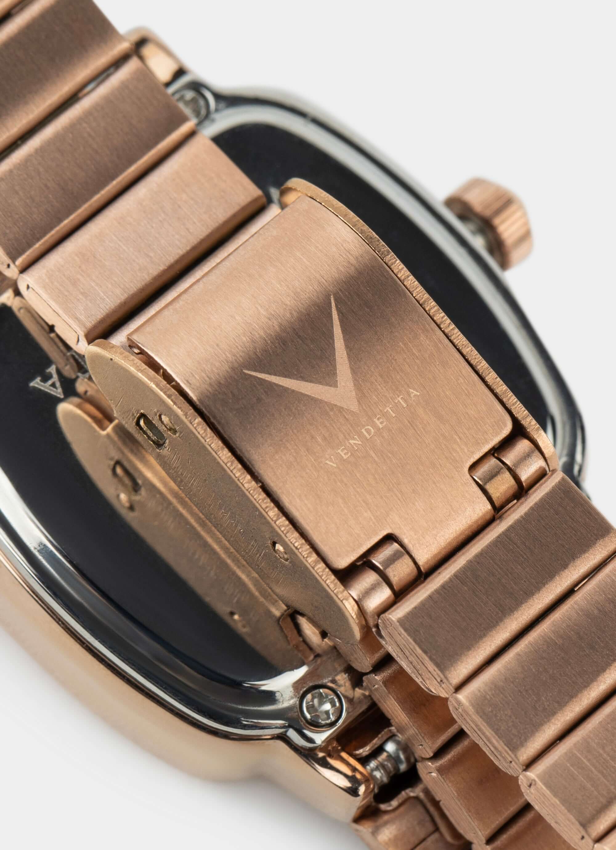 stainless steel watch – rose gold band clasp – Vendetta Jewellery