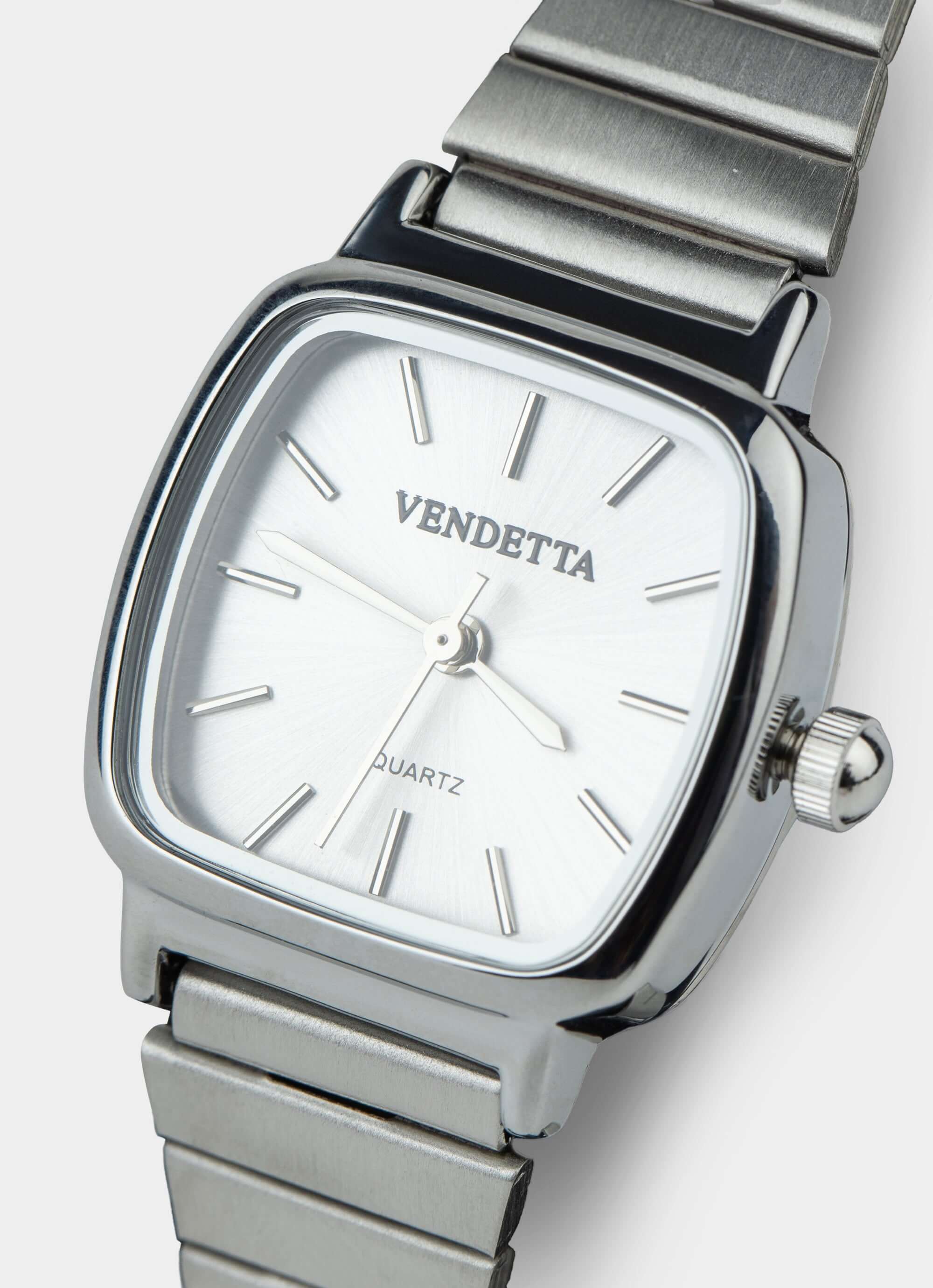 stainless steel watch – square face – Camille Watch - Silver – Vendetta Jewellery