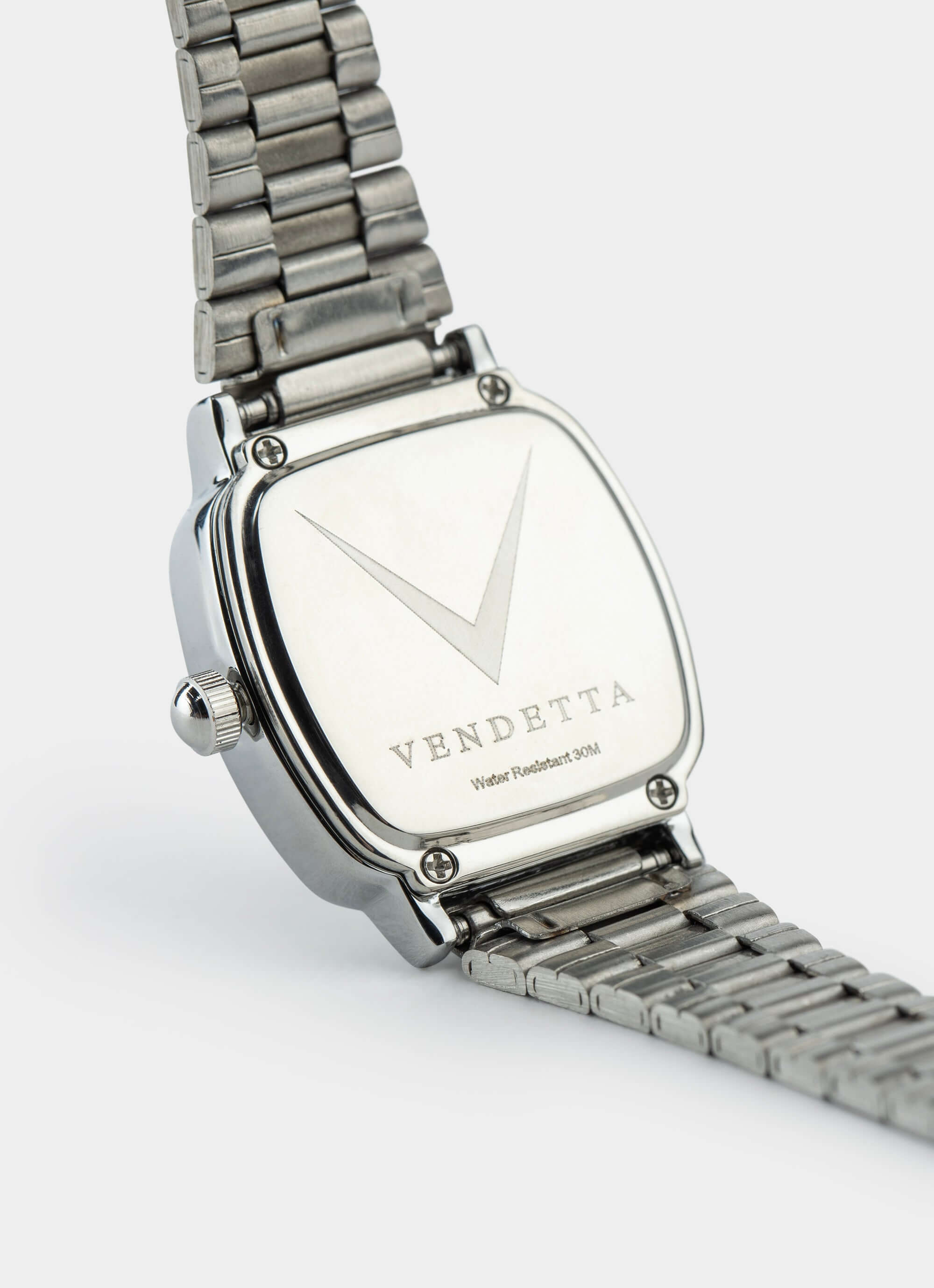 stainless steel watch – square back design – Vendetta Jewellery