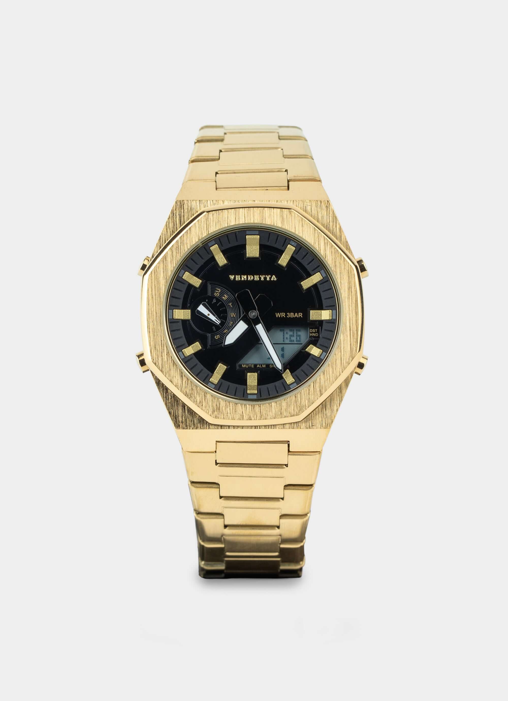 Stainless steel watch – Gold/Black design – Vendetta Jewellery