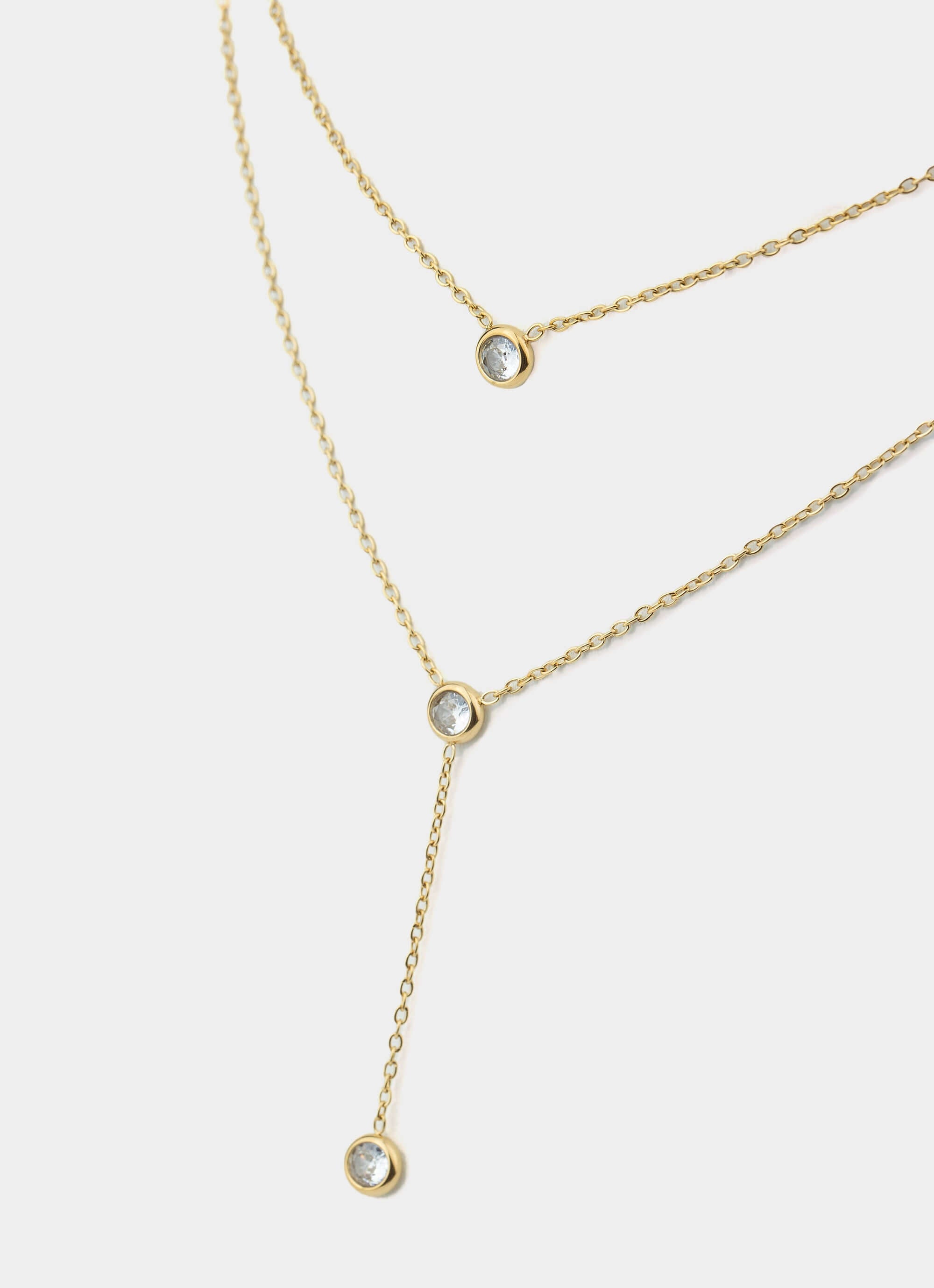 gold plated necklace – two crystal details – Vendetta Jewellery