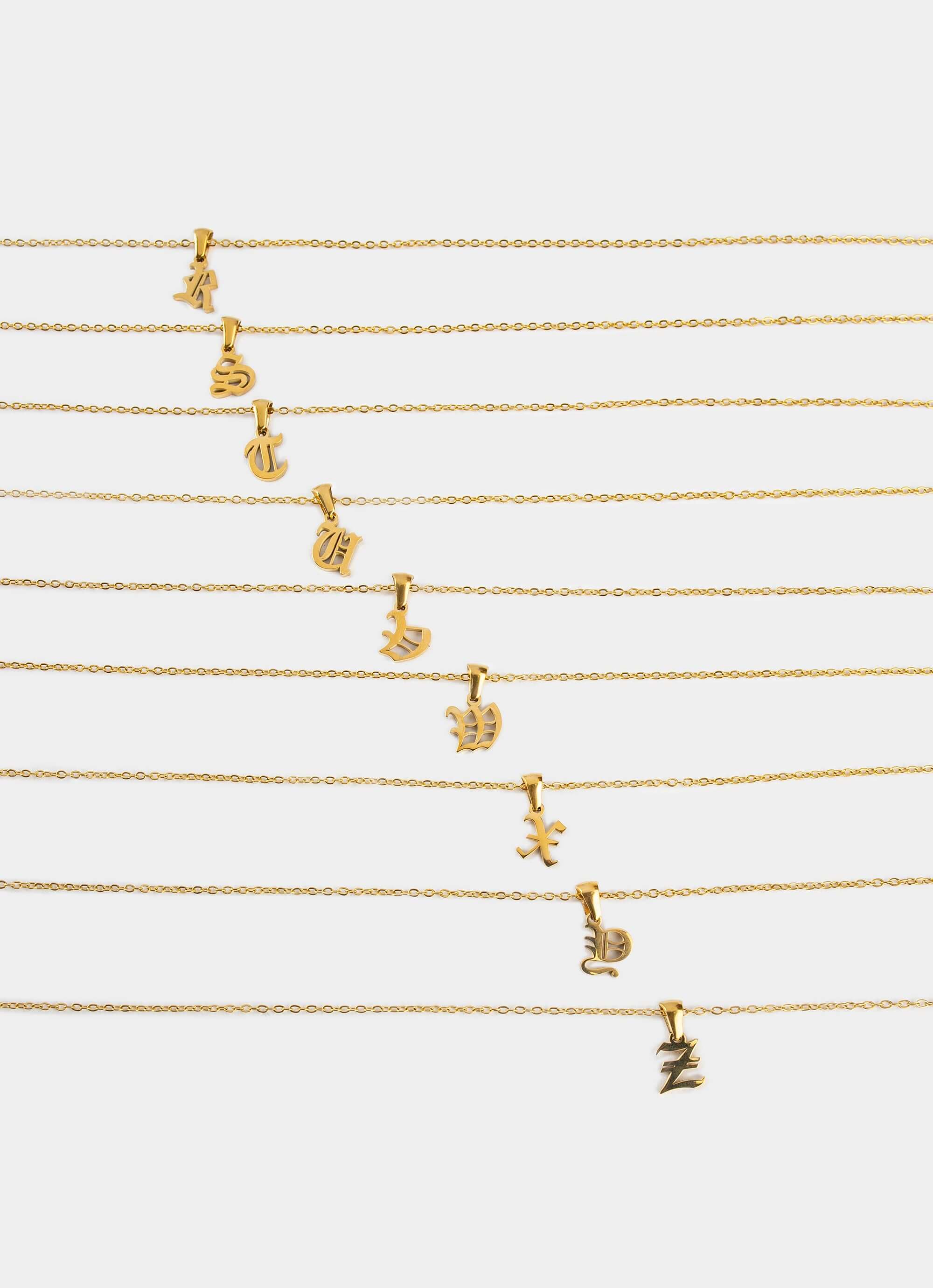 gold plated necklaces – letters A to Z – Vendetta Jewellery