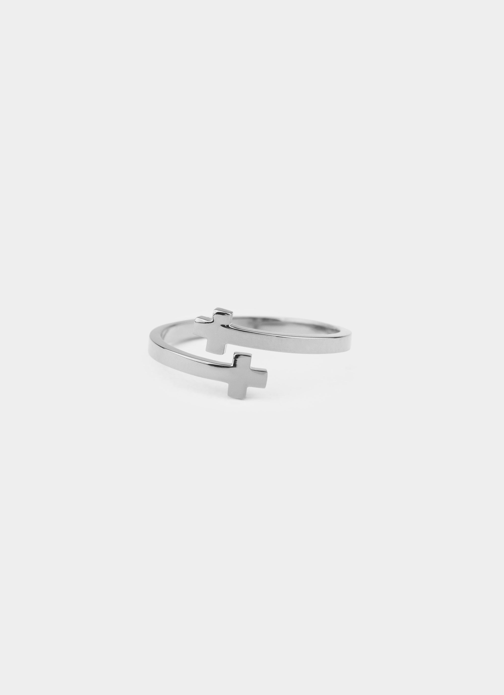 Stainless Steel Mini Cross Ring – Wrap-around design – Vendetta Jewellery