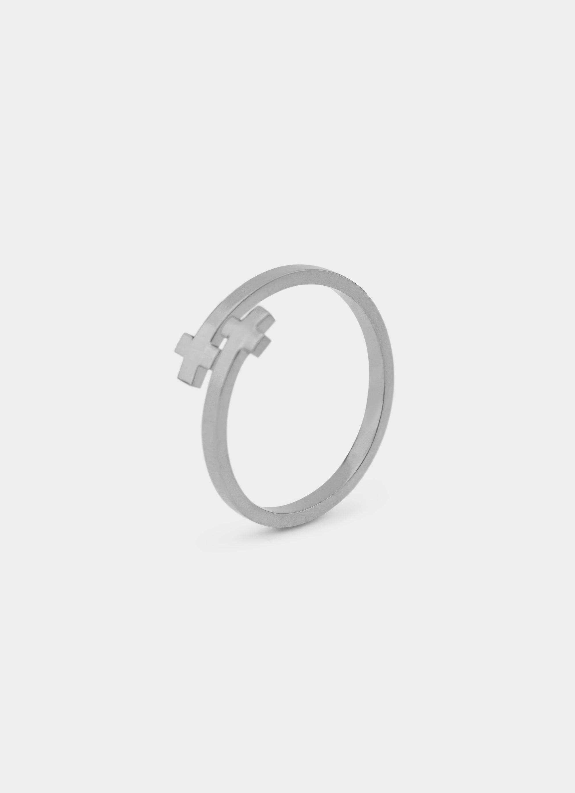stainless steel Mini Cross Ring – wrap-around design – Vendetta Jewellery