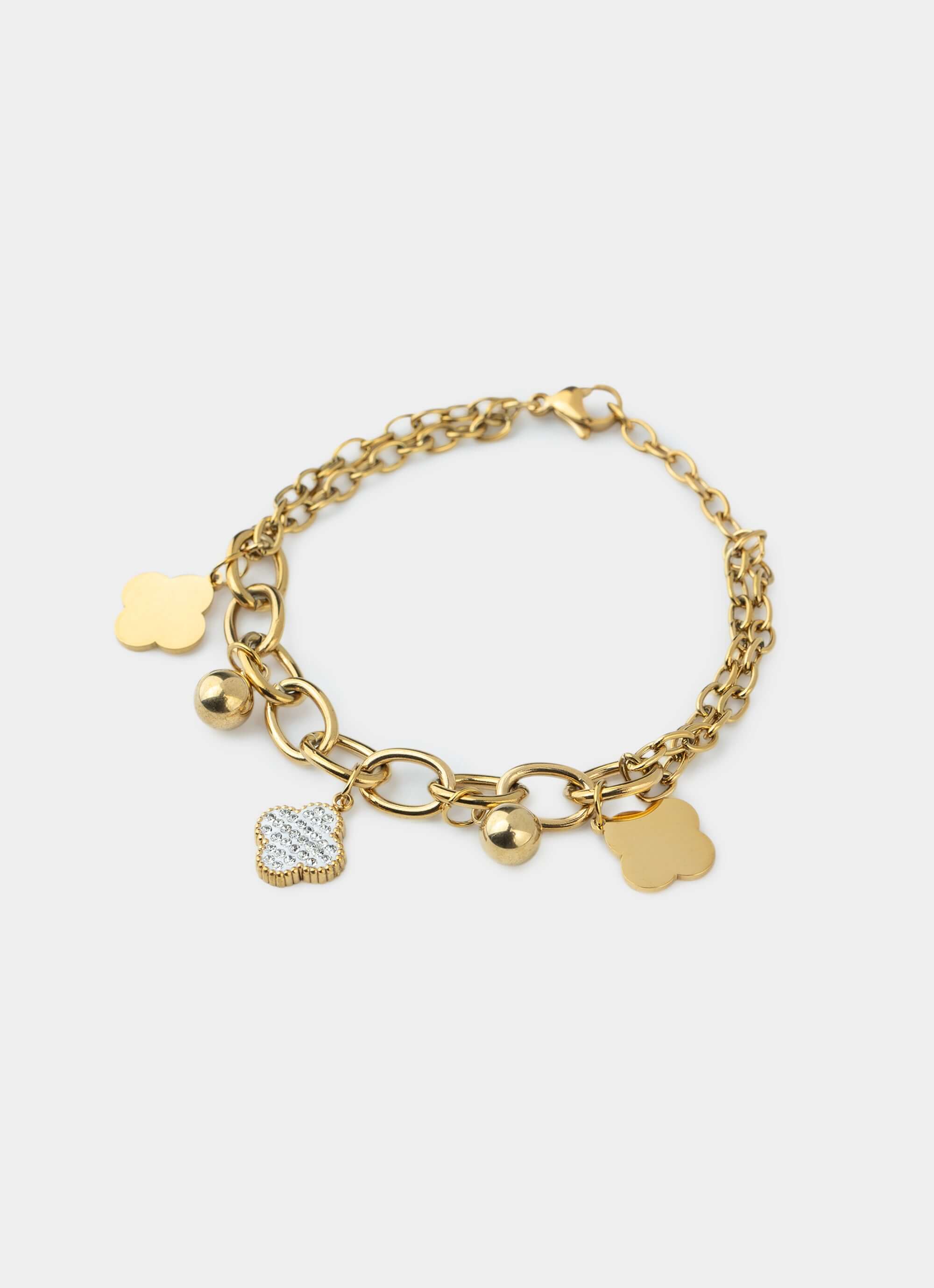 18k gold plated bracelet – four leaf charms – Vendetta Jewellery