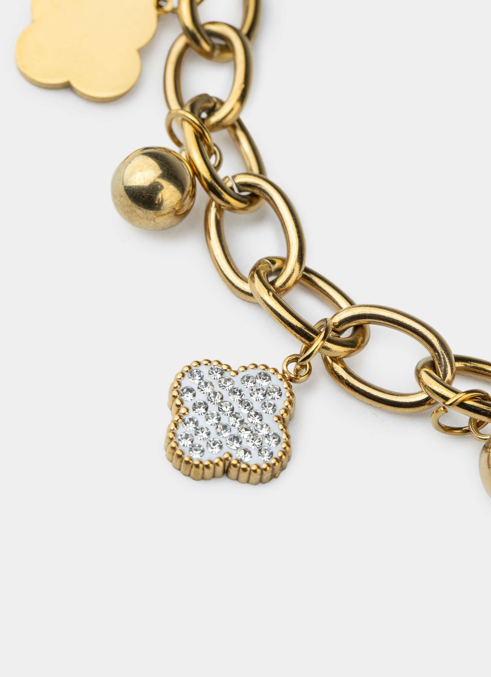 18K gold plated bracelet – four leaf charm with sparkle – Vendetta Jewellery