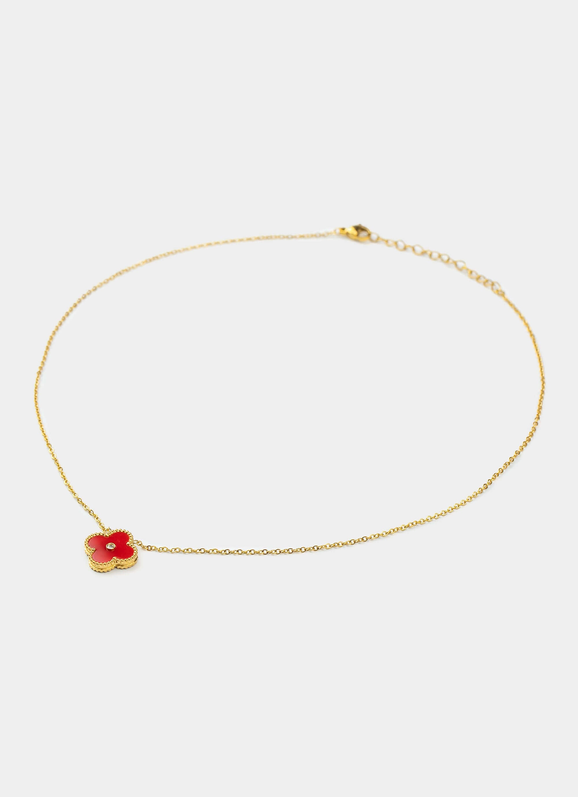 18k gold plated necklace – four leaf stud pendant – Vendetta Jewellery