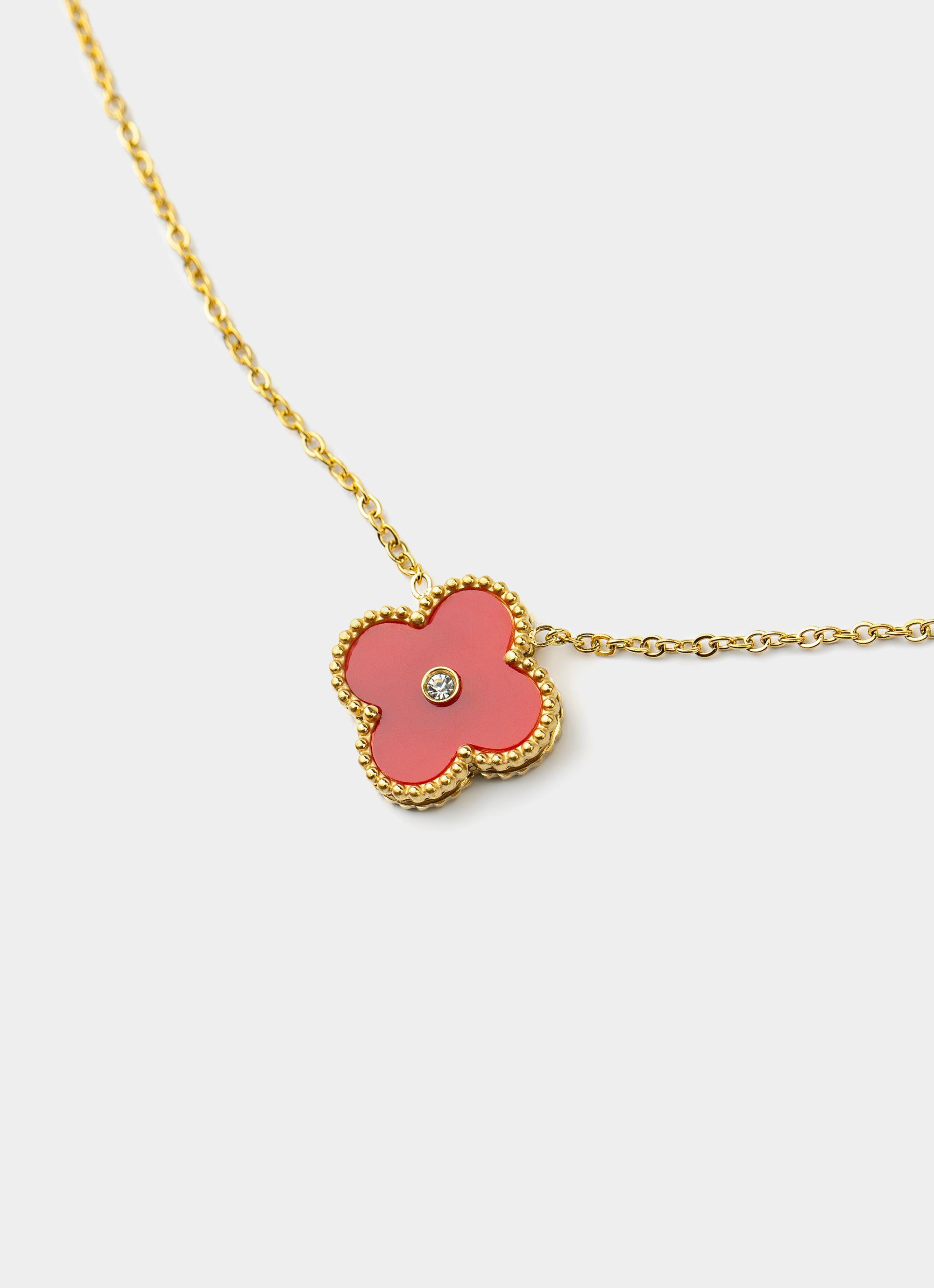 Four Leaf Stud Necklace - 18k Gold Plated