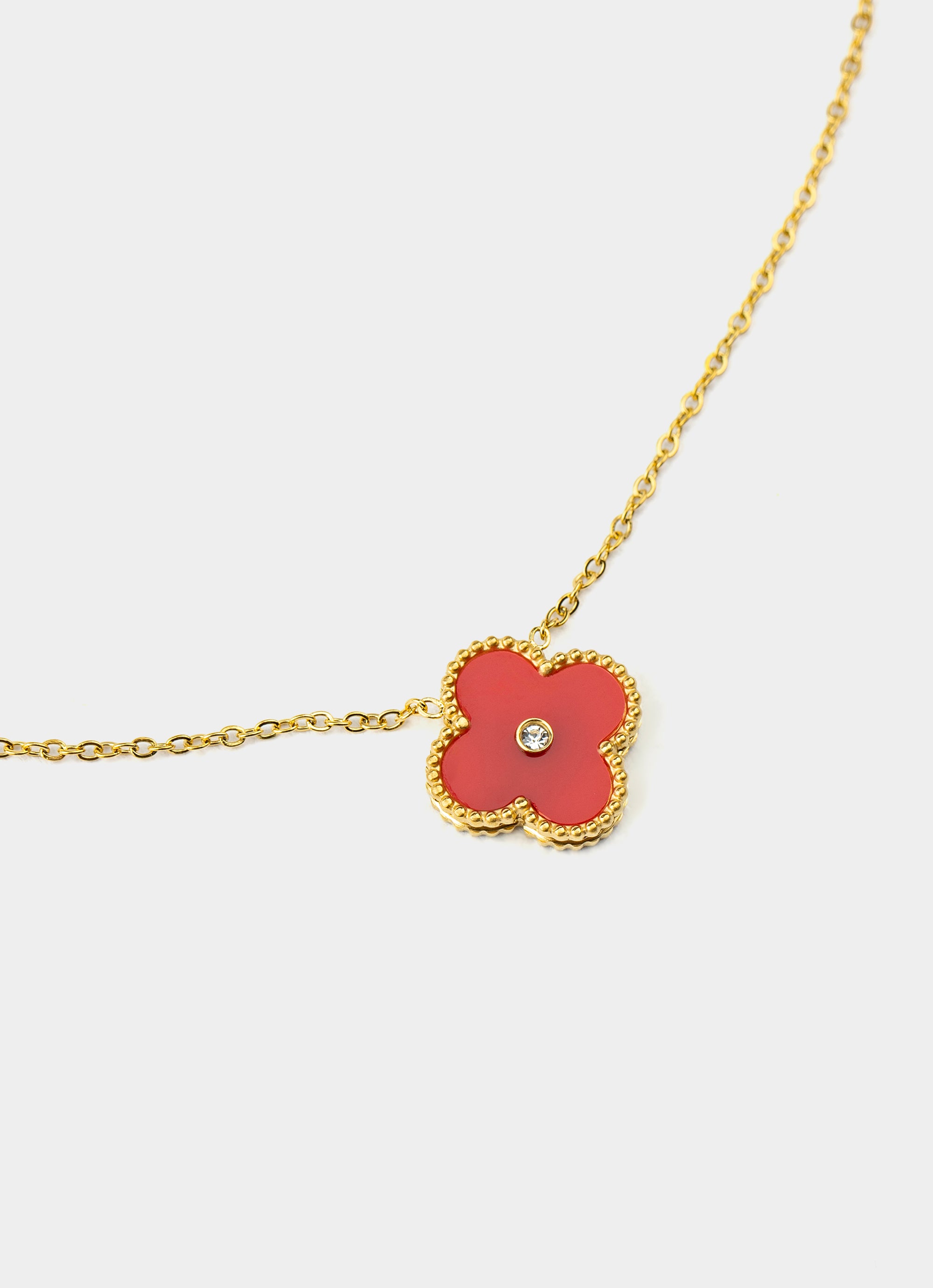 Four Leaf Stud Necklace - 18k Gold Plated