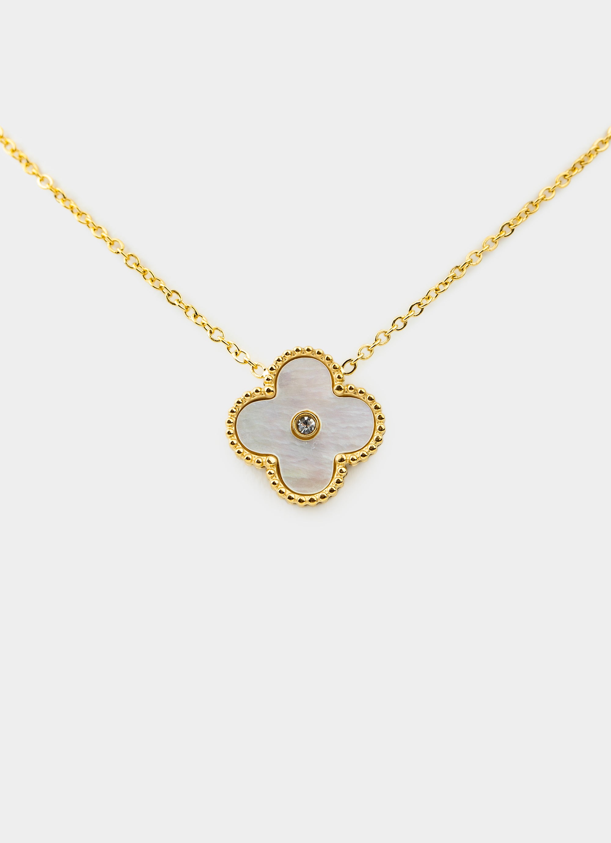 Four Leaf Stud Necklace - 18k Gold Plated