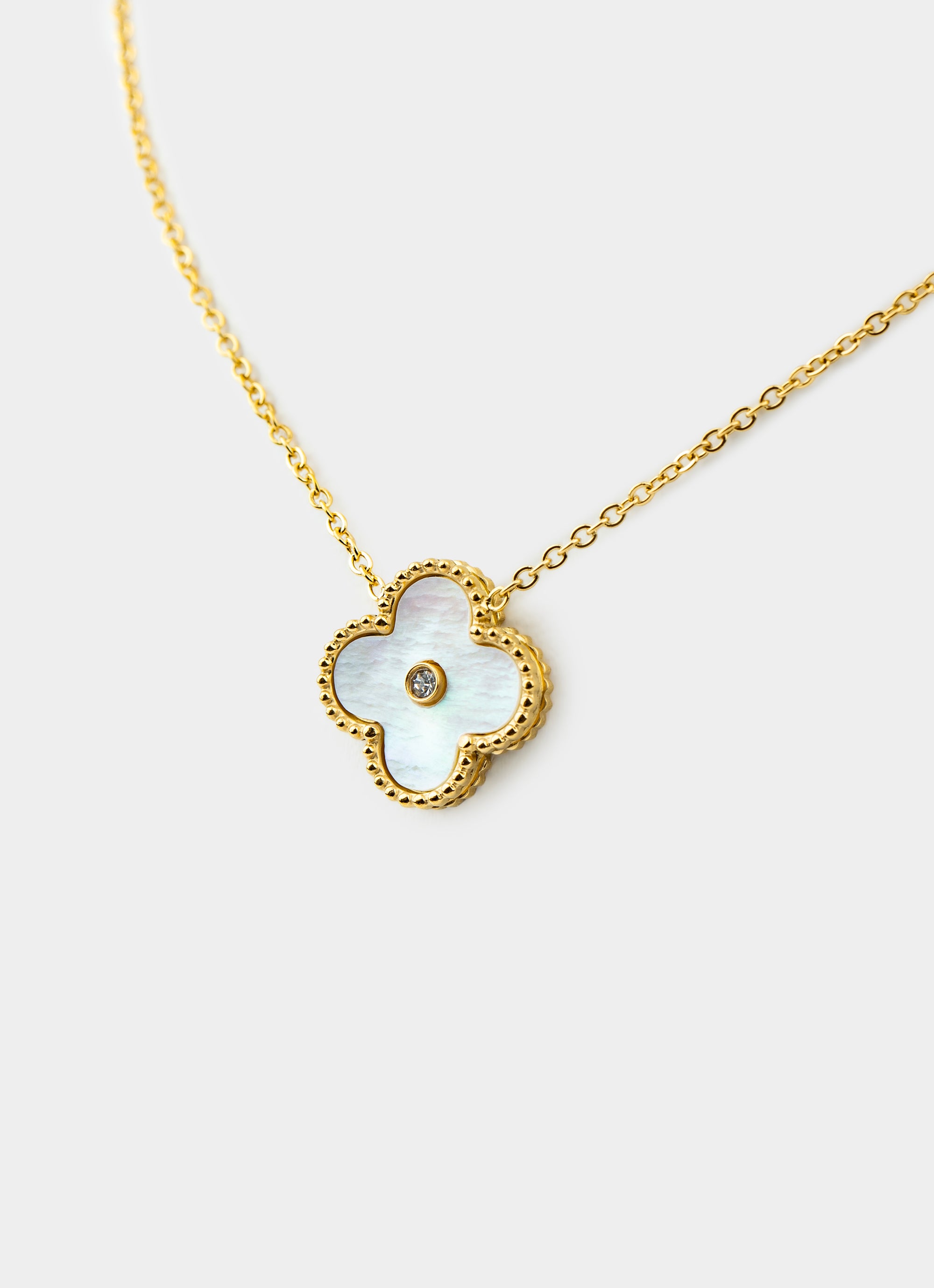 Four Leaf Stud Necklace - 18k Gold Plated