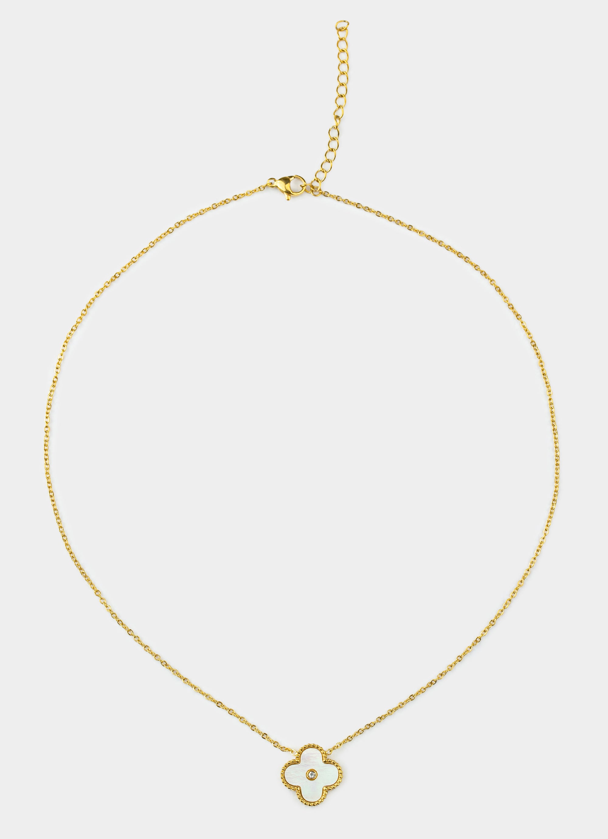 Four Leaf Stud Necklace - 18k Gold Plated