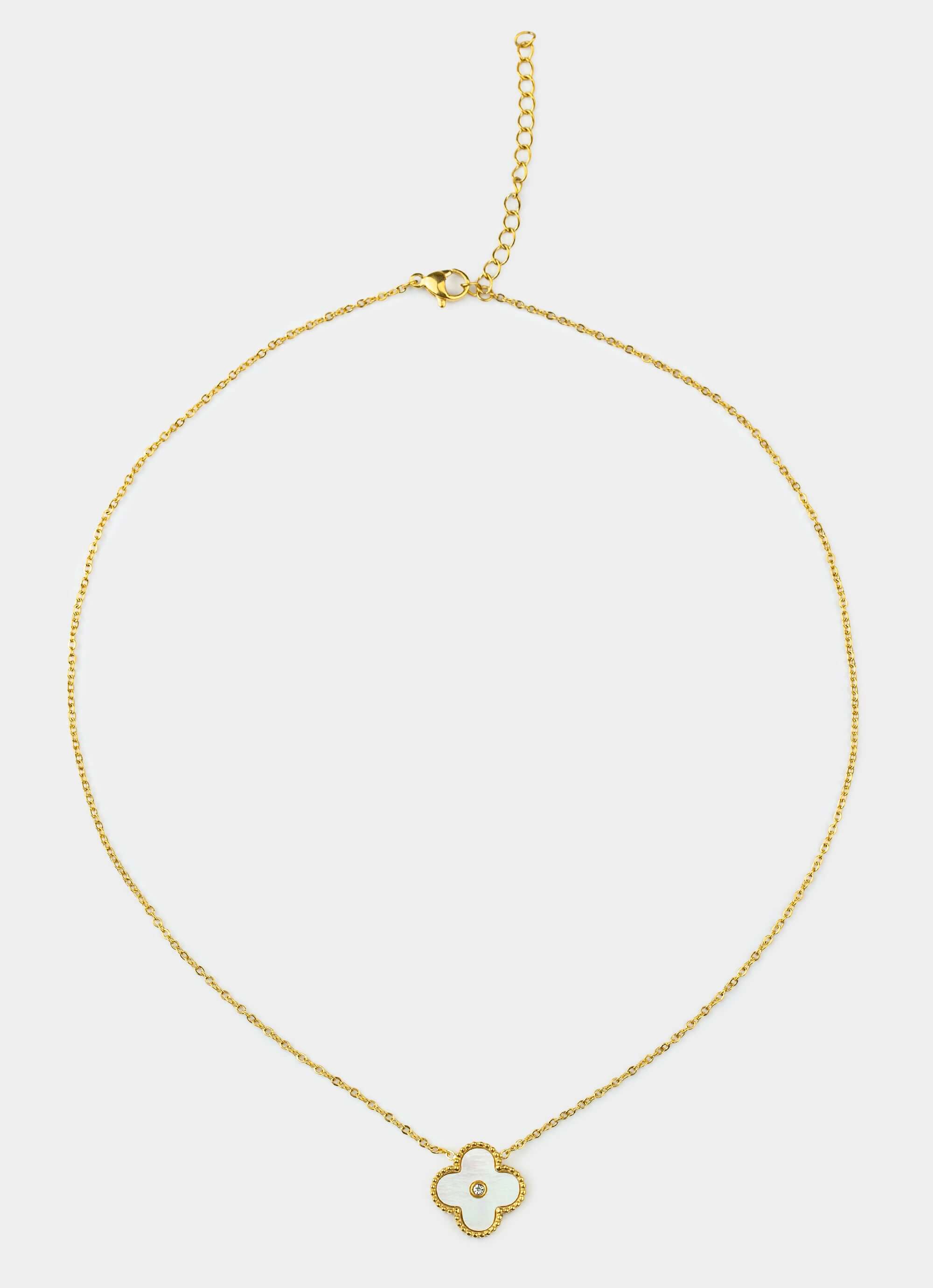 18k gold plated necklace – four leaf stud – Vendetta Jewellery