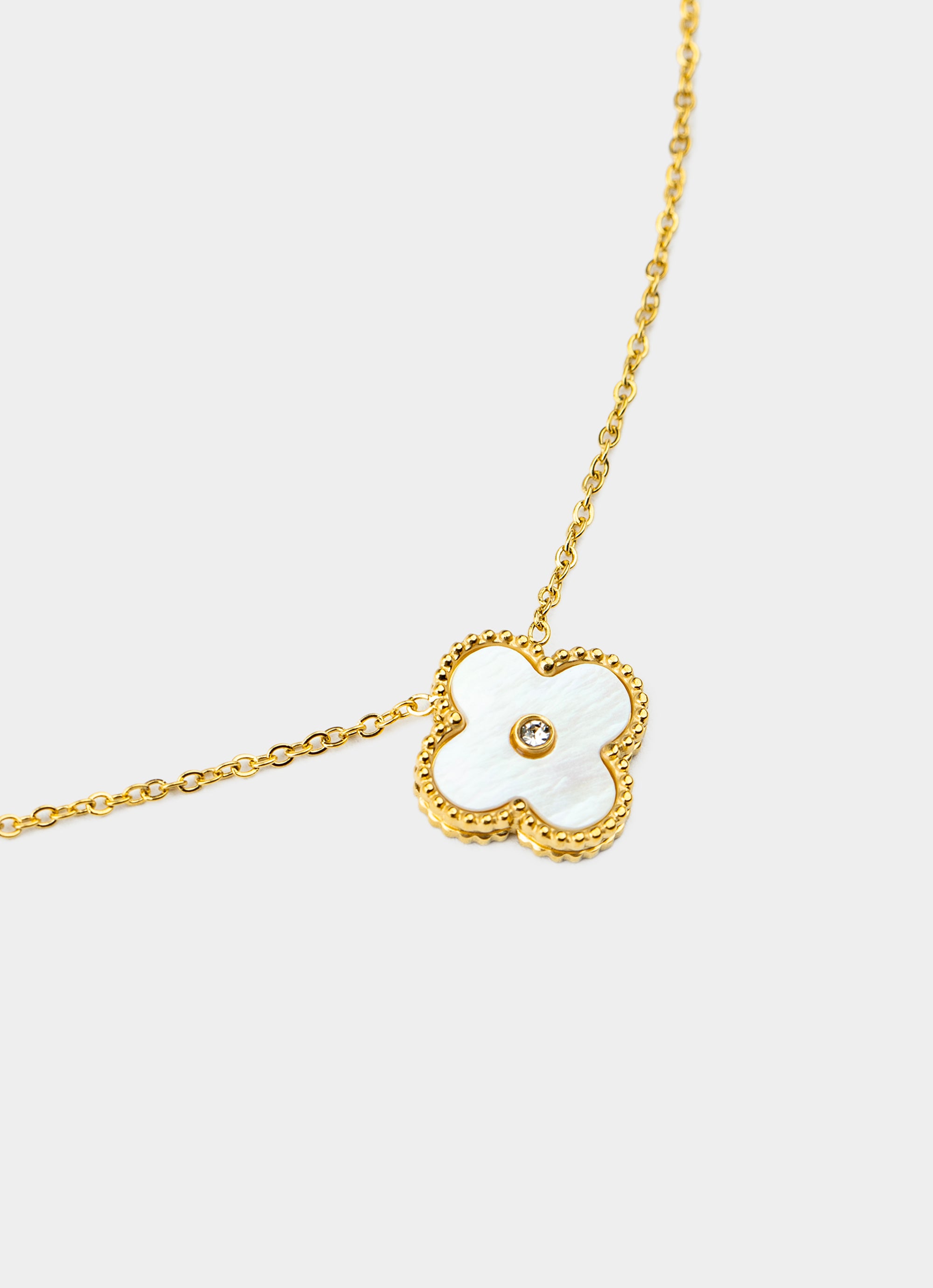 Four Leaf Stud Necklace - 18k Gold Plated