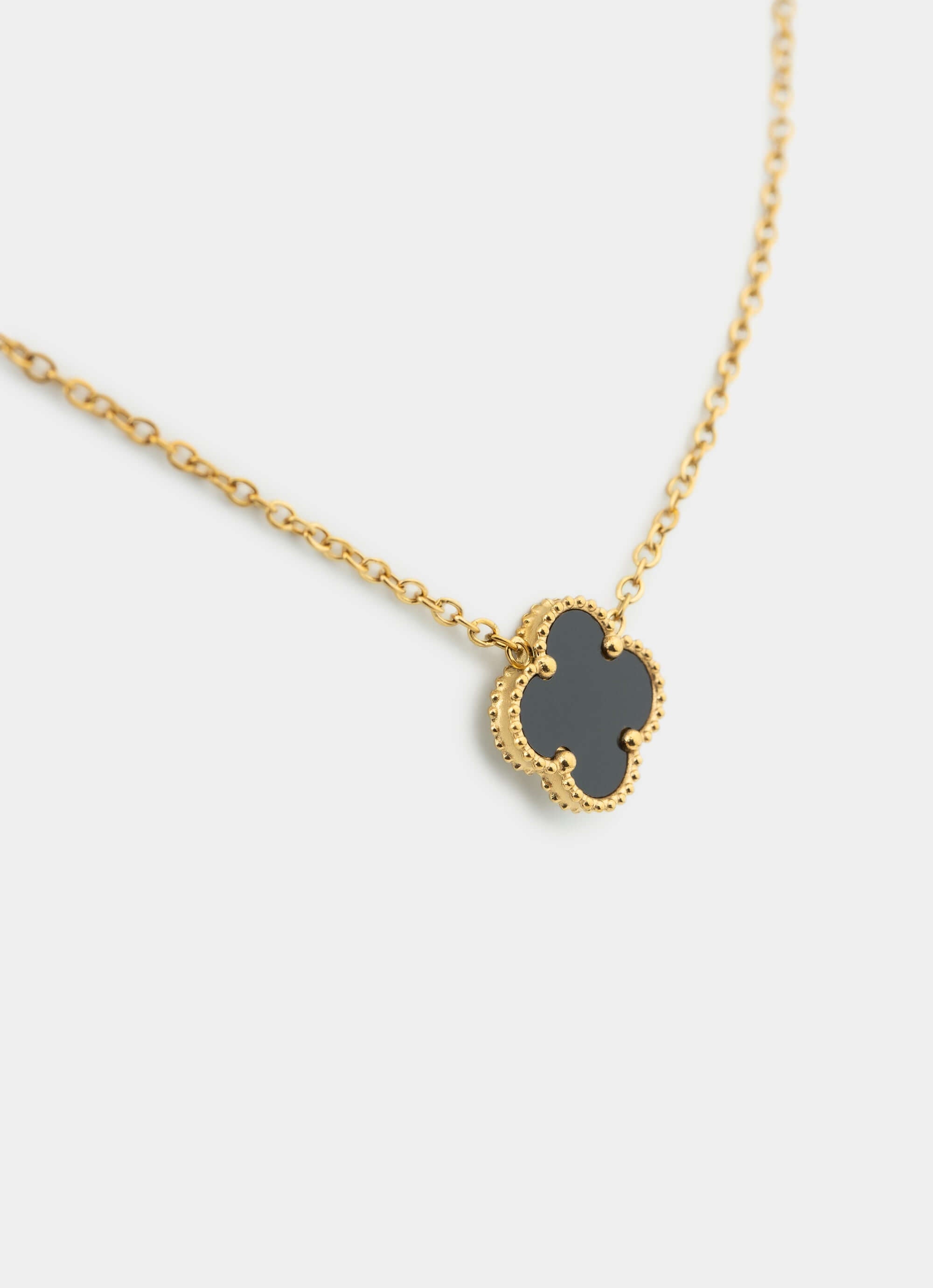 stainless steel necklace – reversible four leaf pendant – Vendetta Four Leaf Reversible Necklace - 18k Gold Plated