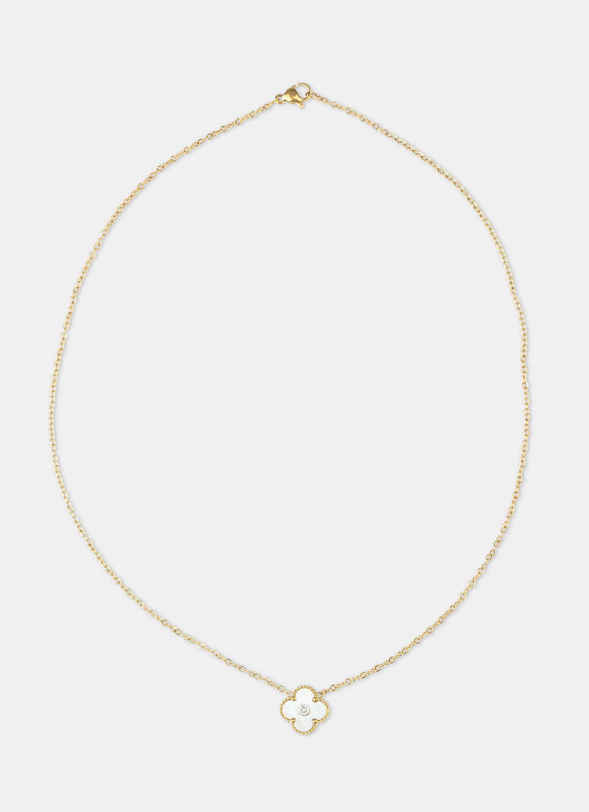 stainless steel necklace – four leaf pendant – Vendetta Jewellery