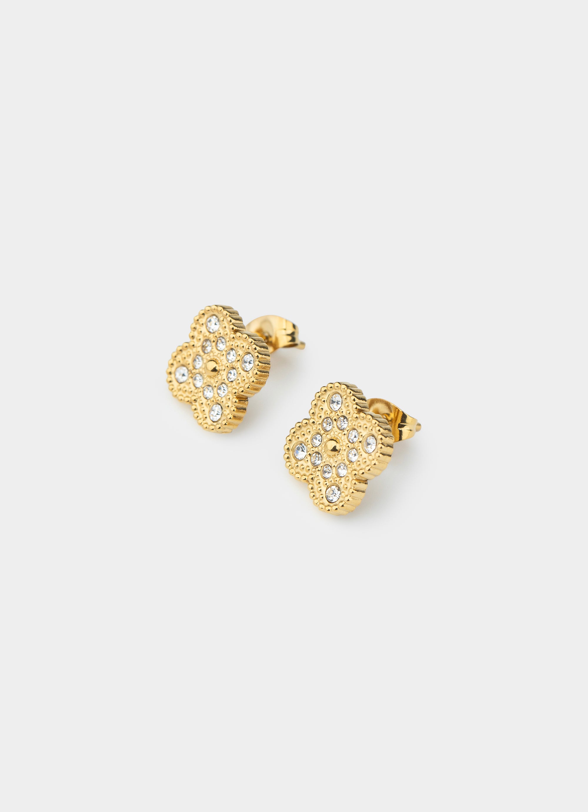 Vendetta Four Leaf Gold Stud Earring - 18k Gold Plated