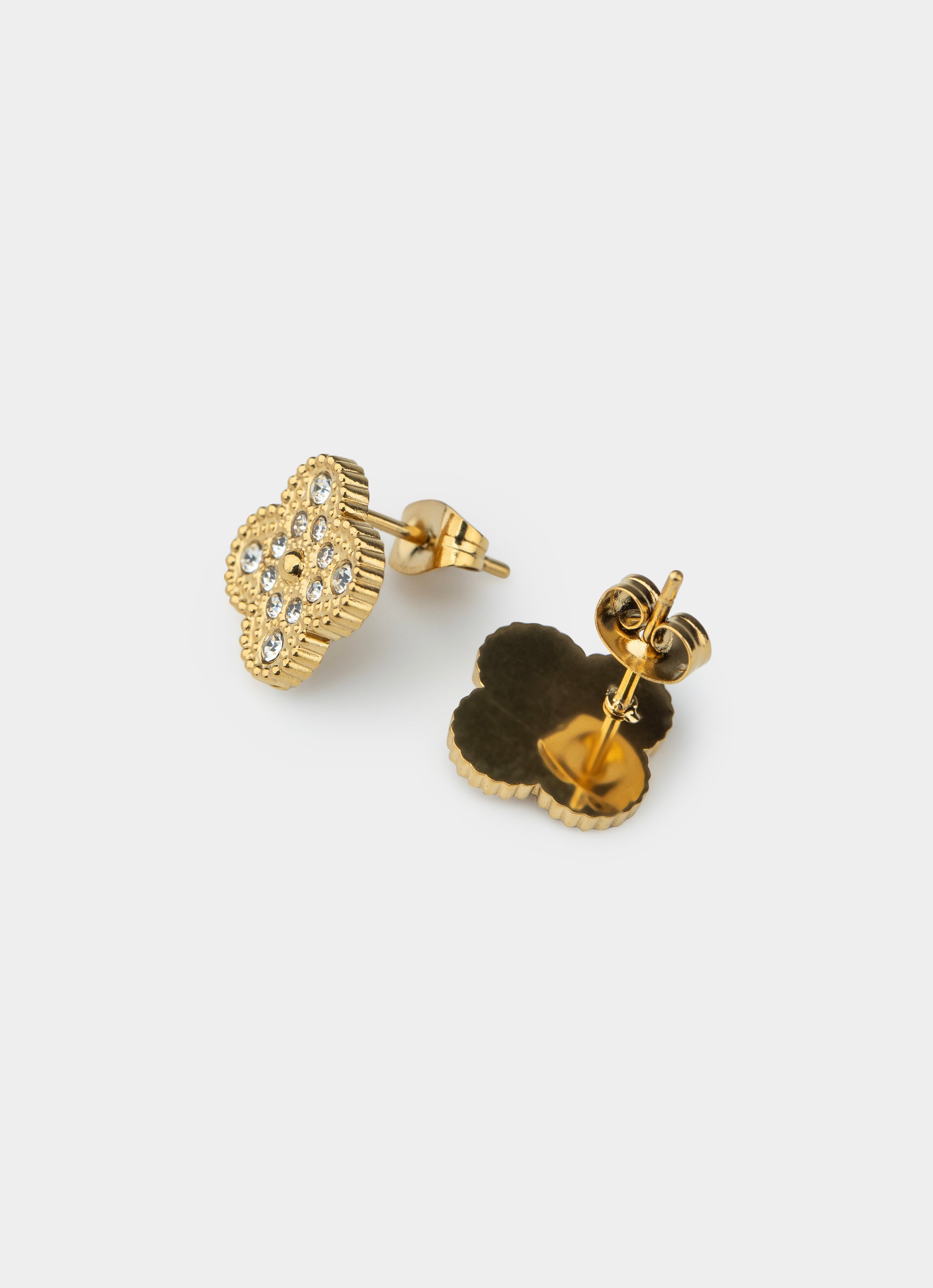 Vendetta Four Leaf Gold Stud Earring - 18k Gold Plated