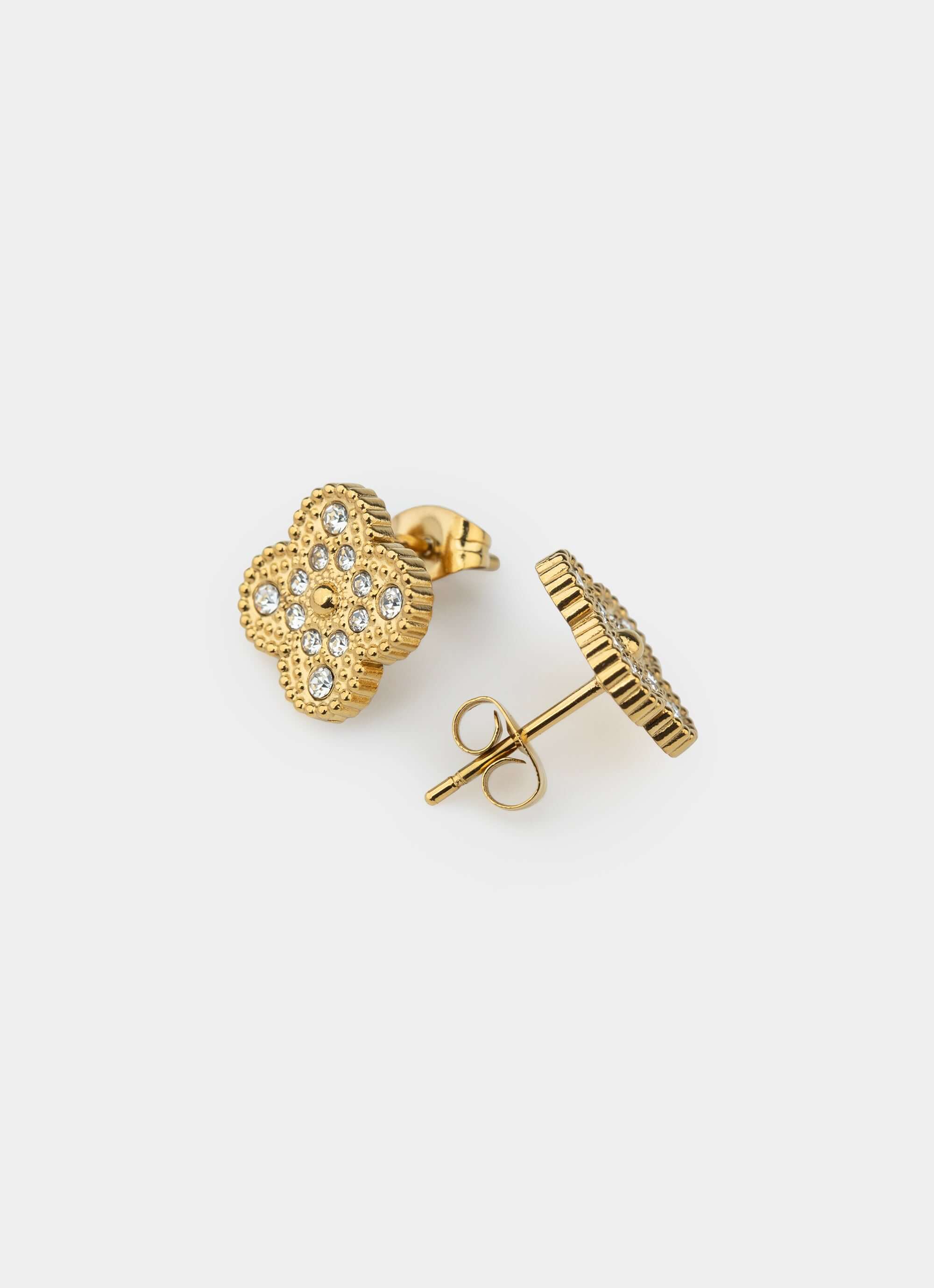 18K gold plated stud earrings – four leaf design – Vendetta Jewellery