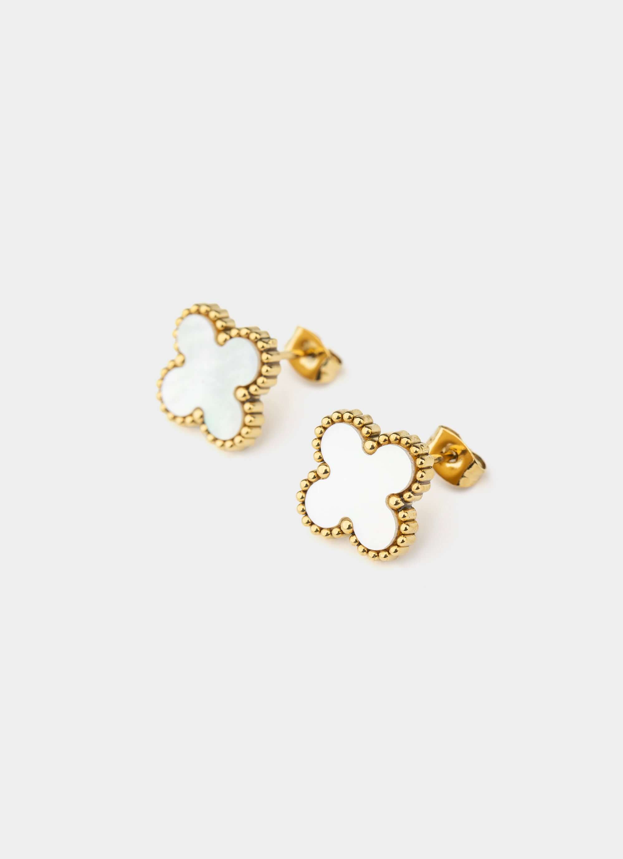 Stainless steel earrings – Four Leaf Gilded Earring - 18k Gold Plated – Vendetta Jewellery