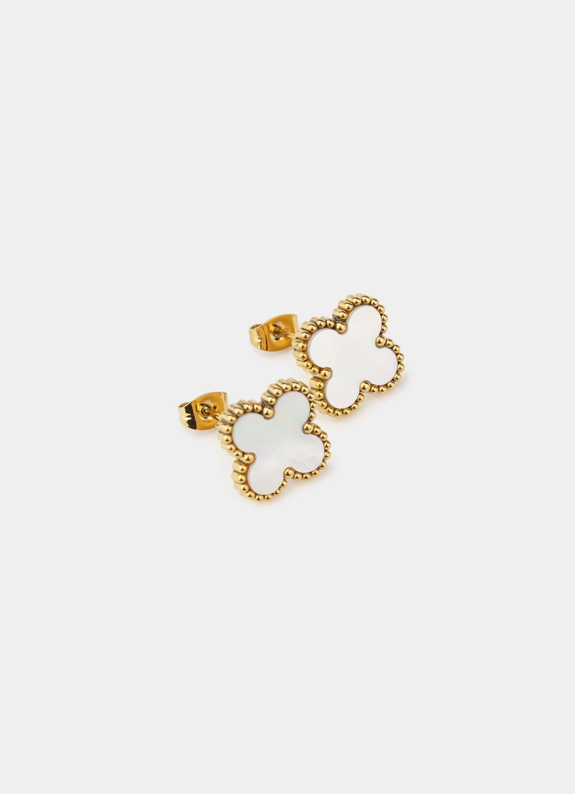 stainless steel earrings – Four Leaf Gilded Earring - 18k Gold Plated – Vendetta Jewellery