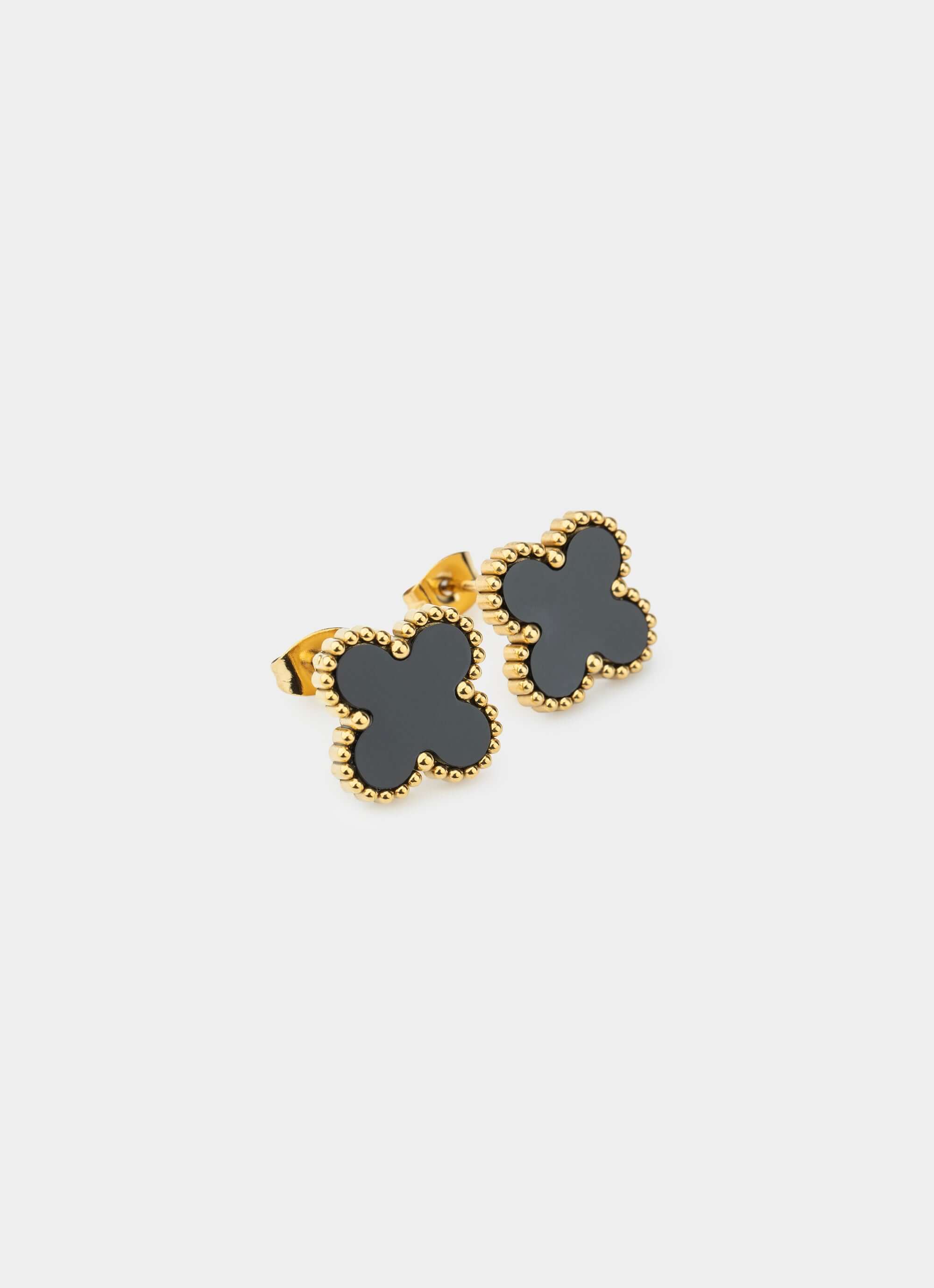 stainless steel earrings – four leaf gilded earring - 18k gold plated – Vendetta Jewellery